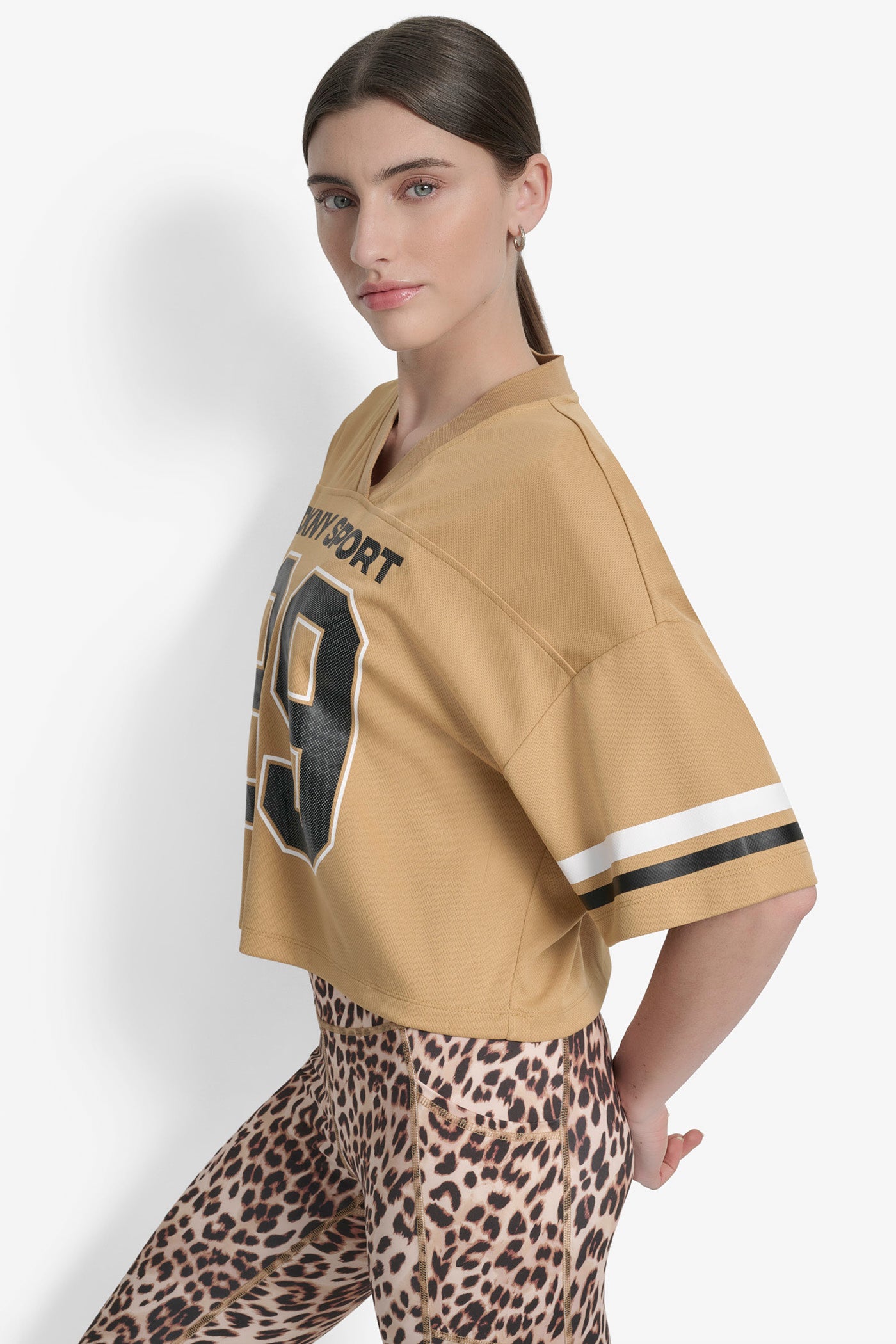 CROPPED VARSITY LOGO JERSEY TEE VIEW 3 | Tees & Tanks