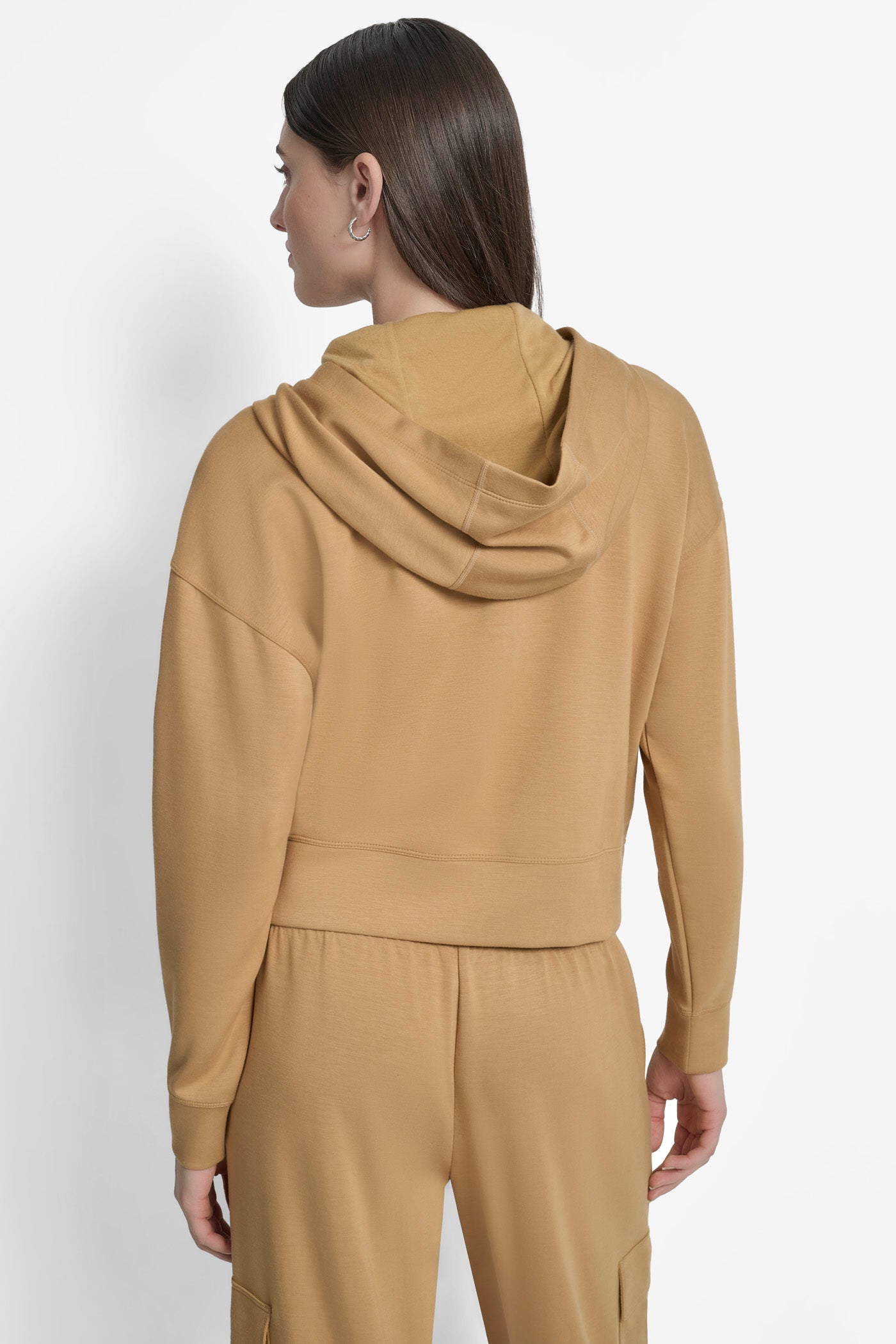 Brown HIGHLINE SCUBA FULL ZIP HOODIE WITH POCKETS, BACK VIEW | Sport Essentials