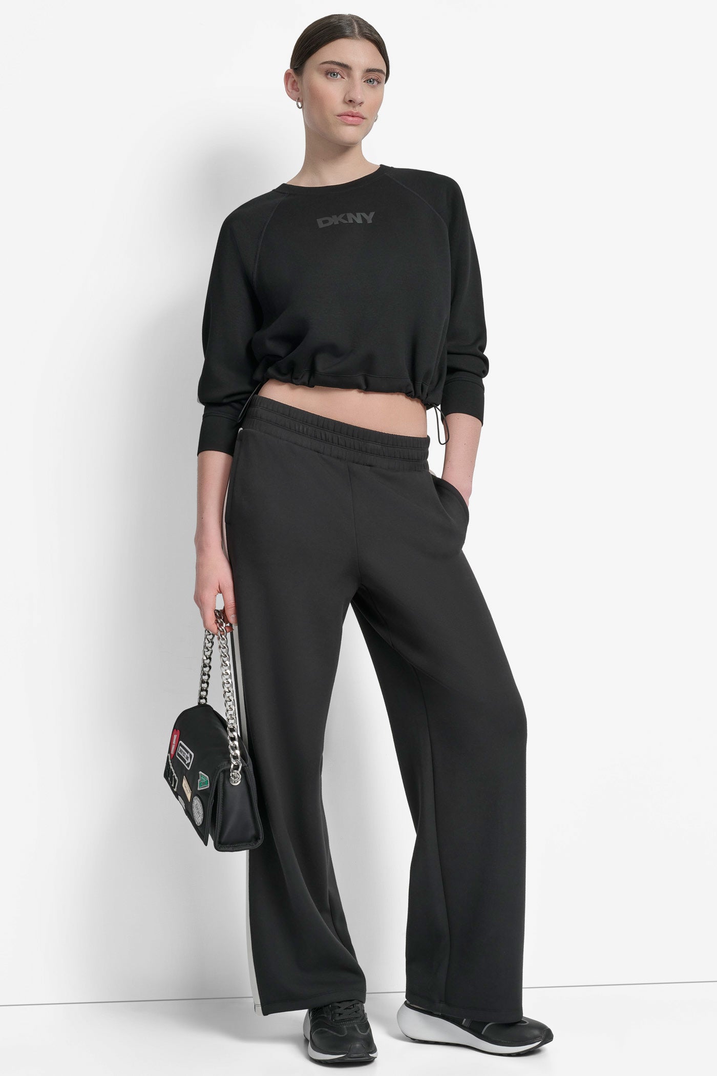 CROPPED DRAWSTRING-HEM SWEATSHIRT VIEW 7 | Sweatshirts & Joggers