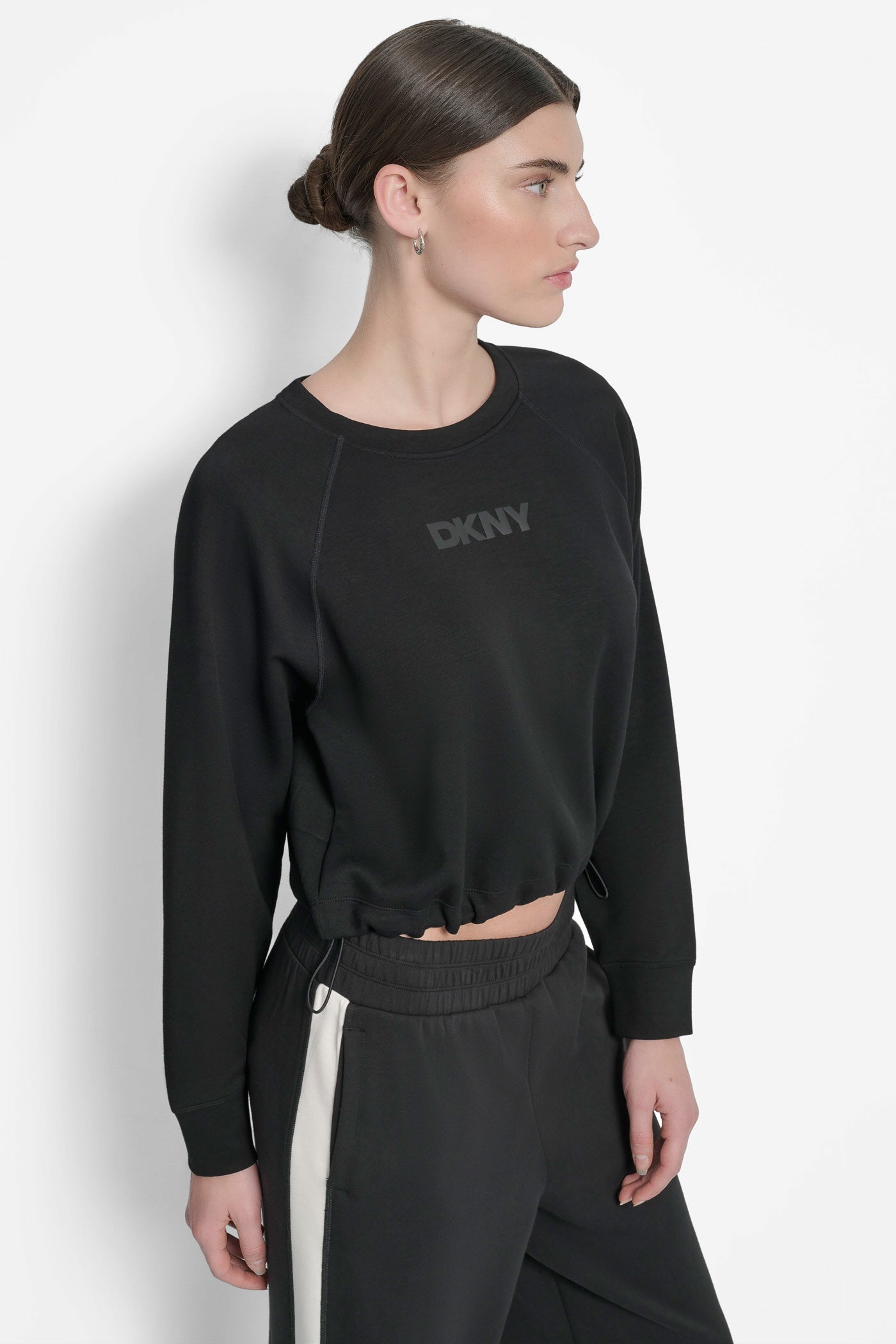 CROPPED DRAWSTRING-HEM SWEATSHIRT VIEW 3 | Sweatshirts & Joggers