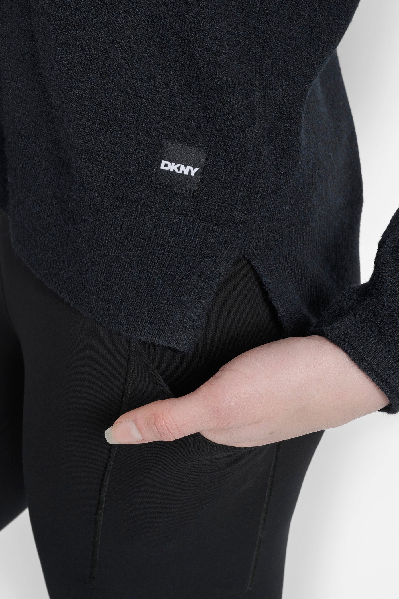 OPEN POINTELLE STITCH HOODIE WITH HIGH LOW HEM VIEW 4