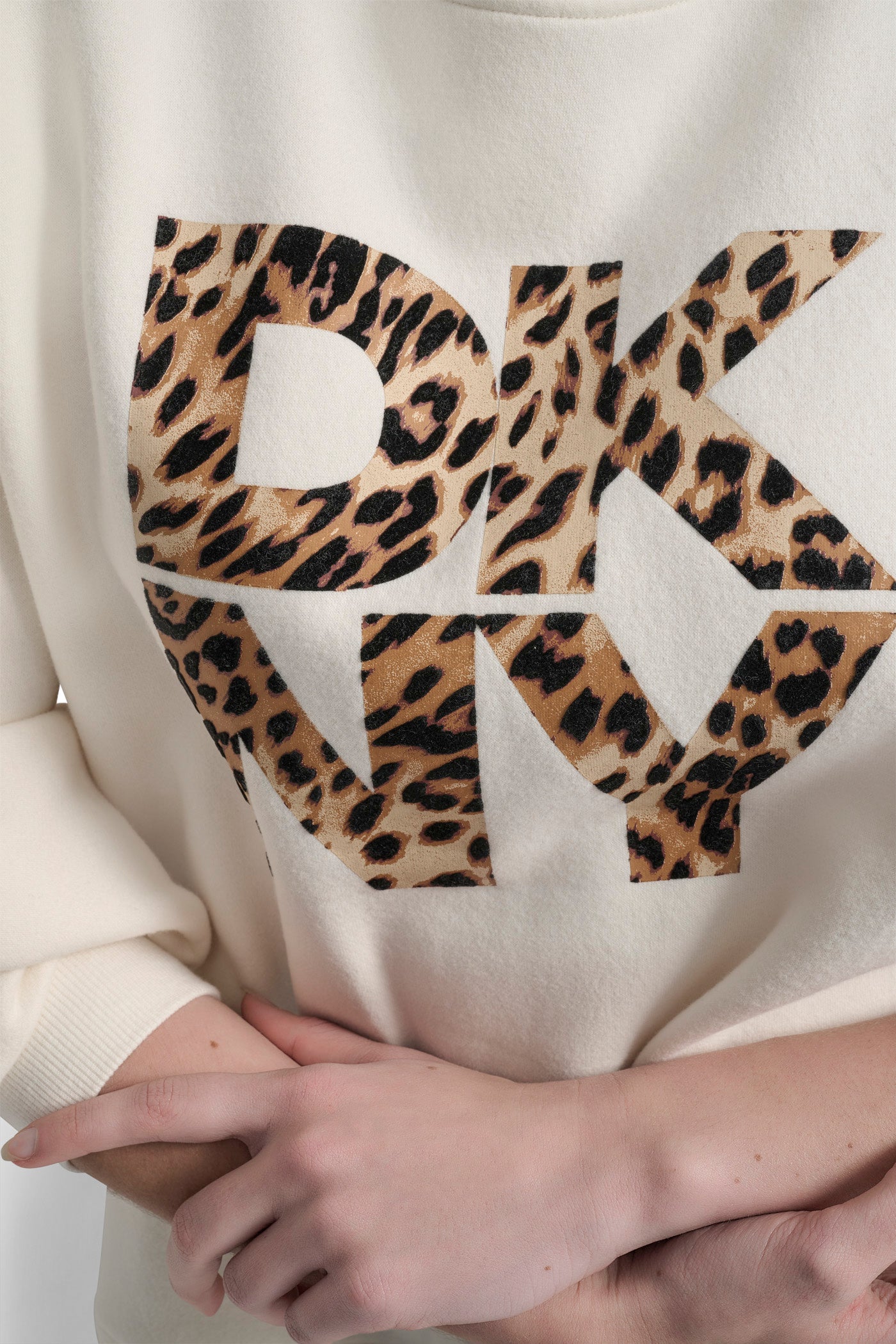 DKNY STACKED ANIMAL PRINT FLOCKING LOGO LONGLINE VIEW 4 | Sweatshirts & Joggers