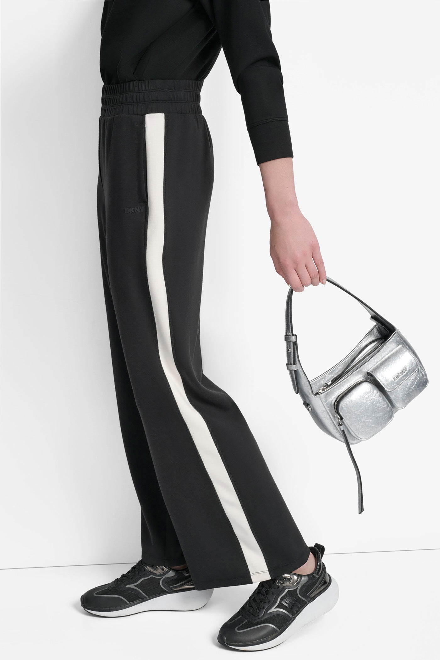 HIGH RISE MODIFIED WIDE LEG PANT WITH SIDE STRIPE VIEW 3 | Pants & Denim