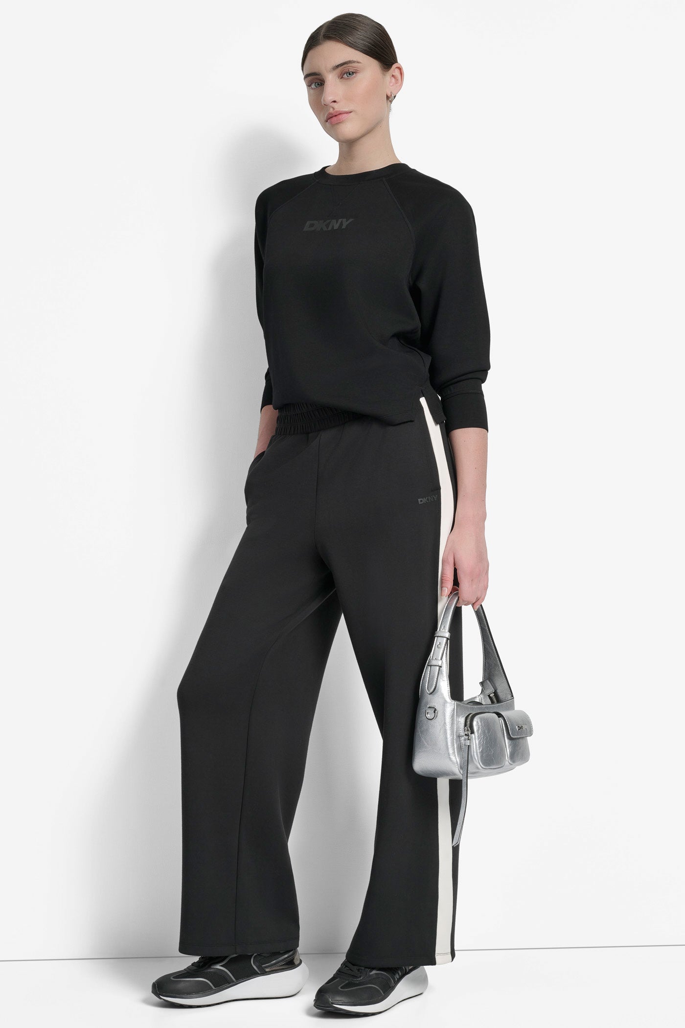 HIGH RISE MODIFIED WIDE LEG PANT WITH SIDE STRIPE VIEW 4 | Pants & Denim