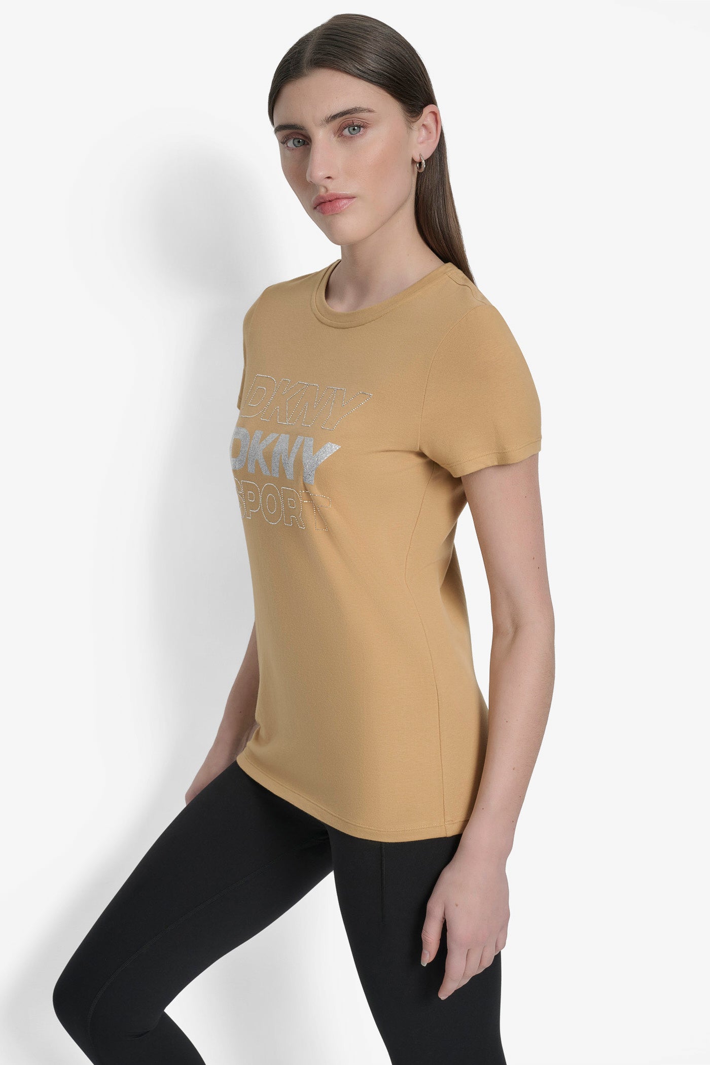 DKNY SPORT RHINESTONE GLITTER LOGO TEE VIEW 3 | Tees & Tanks