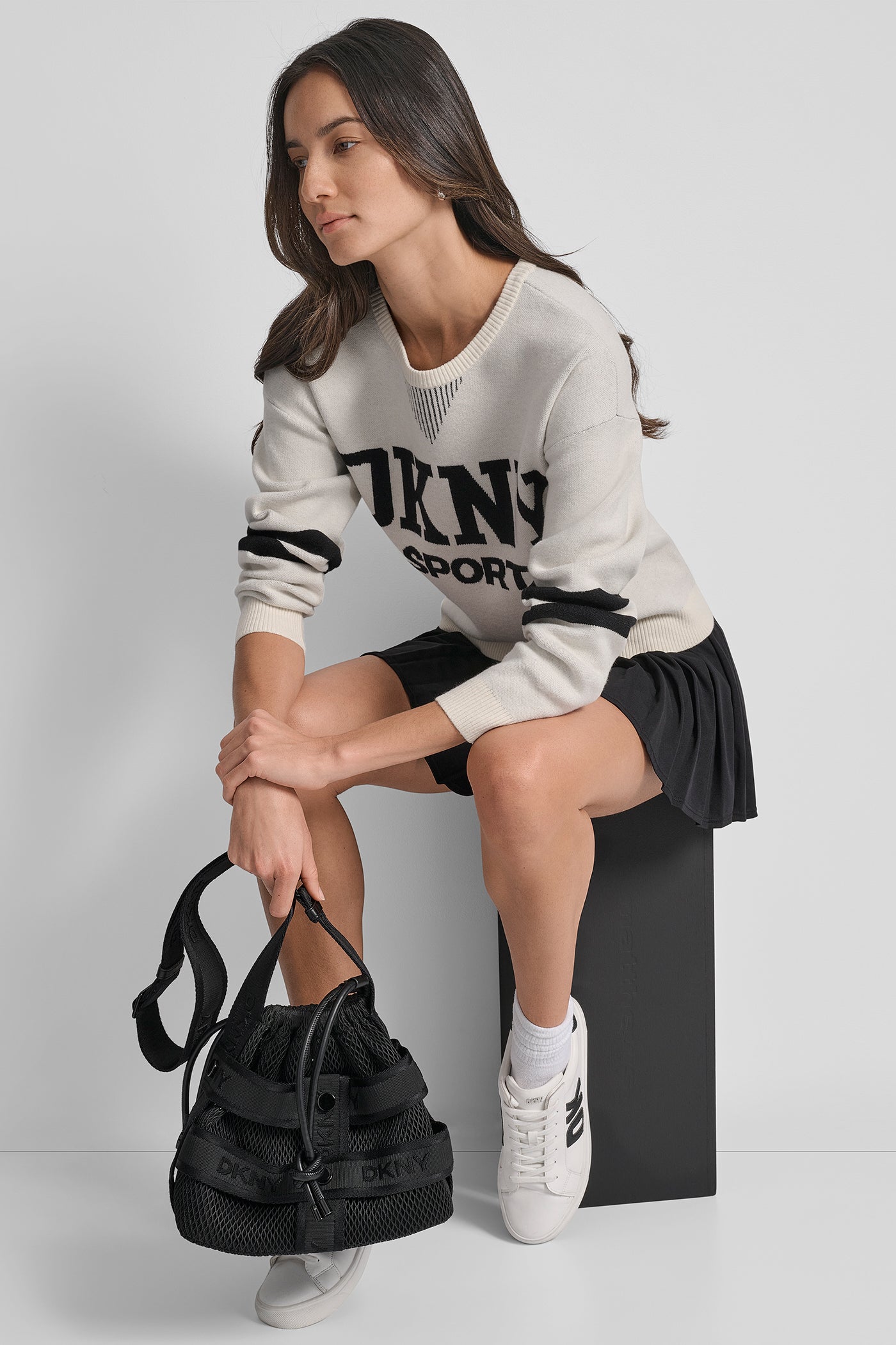 VARSITY LOGO SWEATER WITH STRIPE DETAIL VIEW 6 | WOMEN'S SWEATERS & TOPS