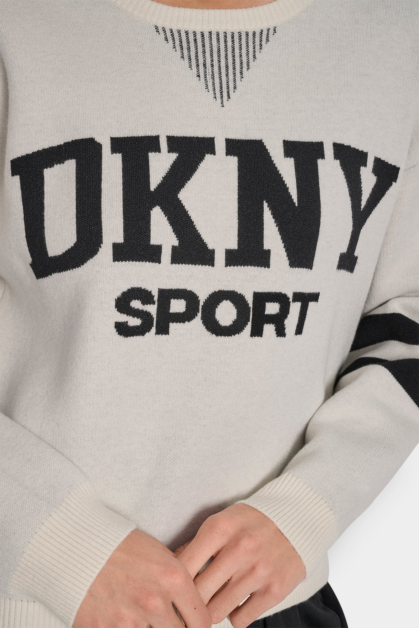 VARSITY LOGO SWEATER WITH STRIPE DETAIL VIEW 5 | WOMEN'S SWEATERS & TOPS