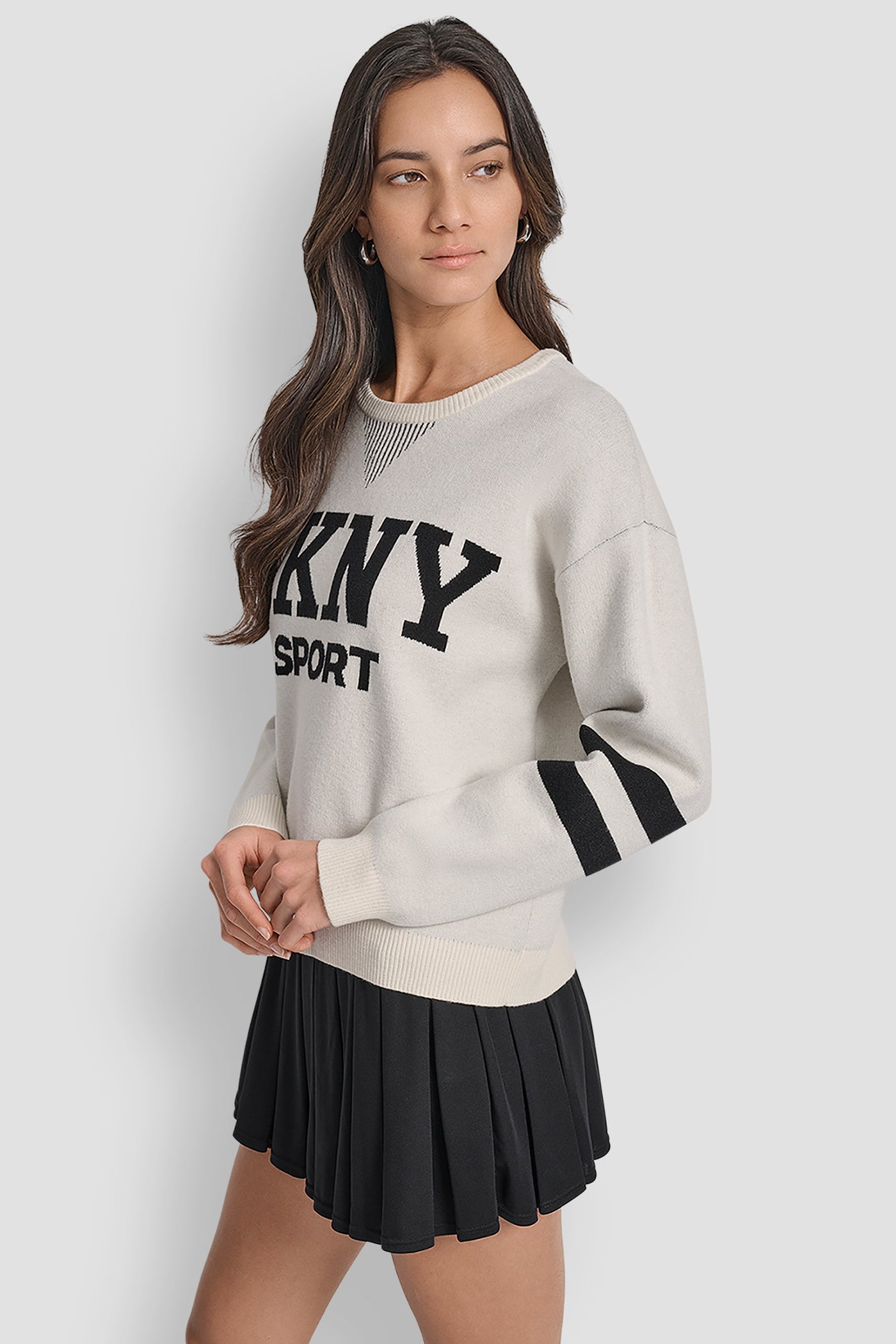 VARSITY LOGO SWEATER WITH STRIPE DETAIL VIEW 4 | WOMEN'S SWEATERS & TOPS