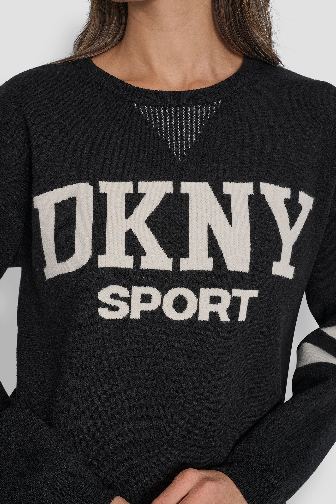 VARSITY LOGO SWEATER WITH STRIPE DETAIL VIEW 5 | WOMEN'S SWEATERS & TOPS