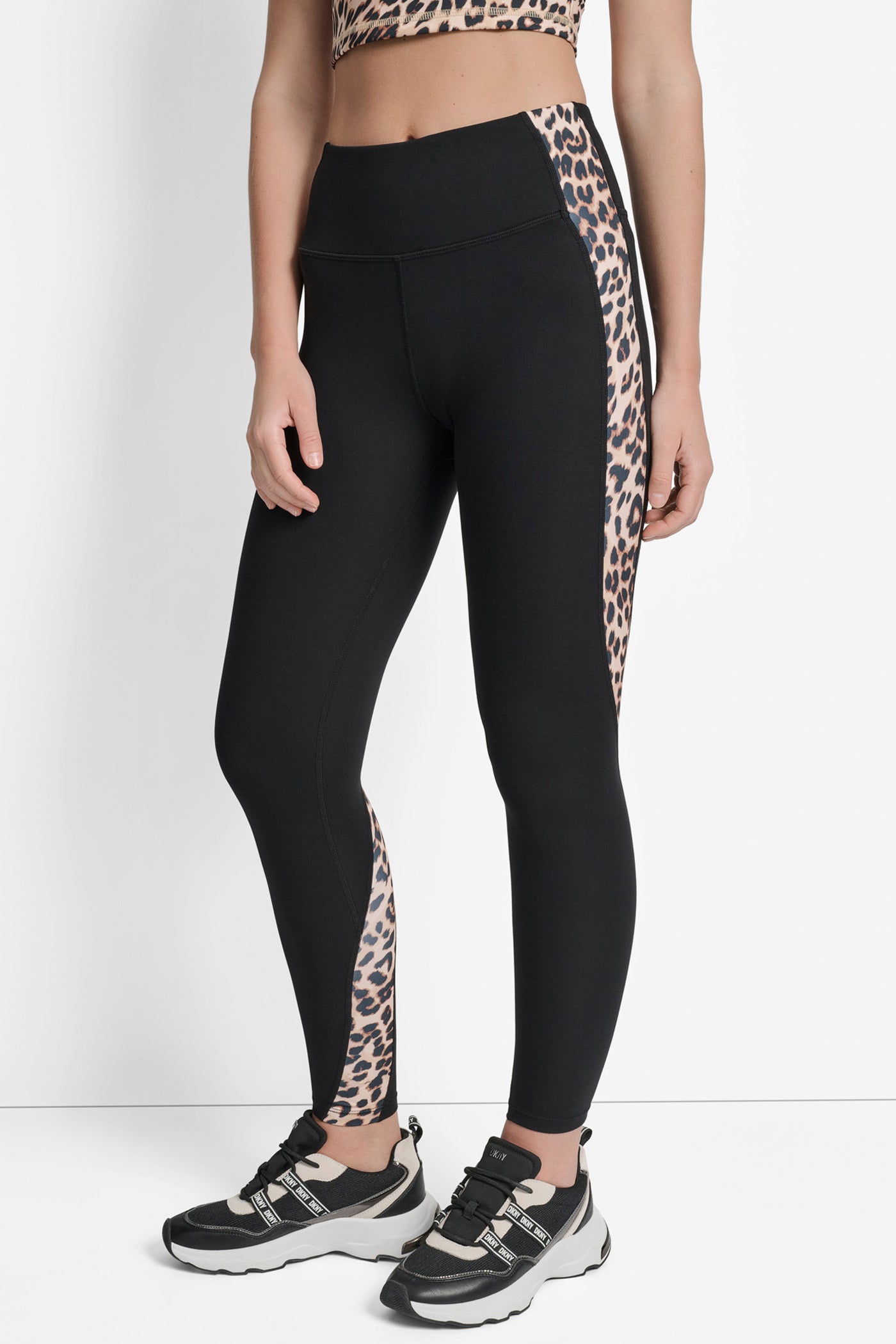 Black/Roar Whiskey SUPER HIGH WAIST FULL LENGTH PRINT BLOCK LEGGING, FRONT VIEW | Leggings