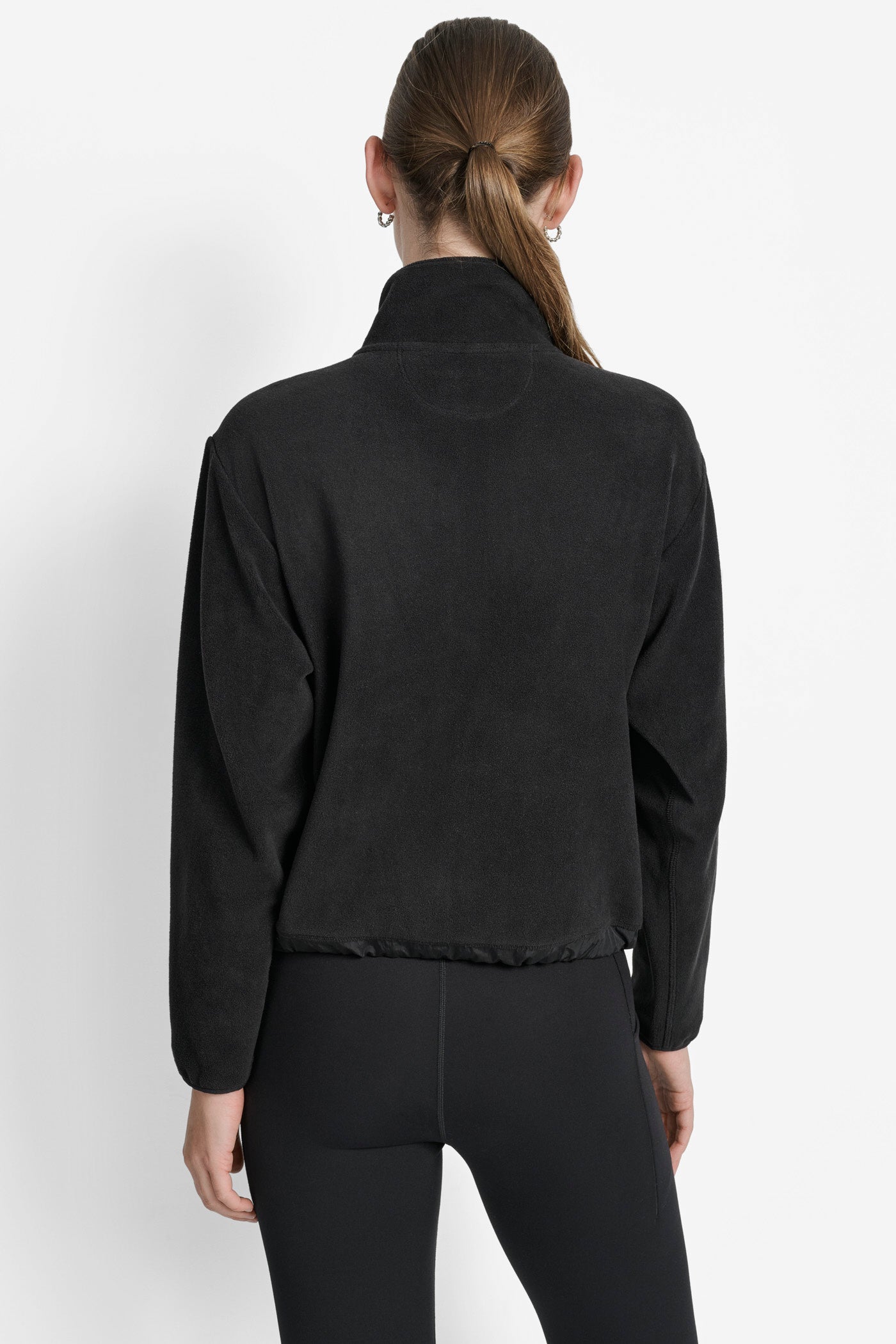 Black LOGO EMBROIDERED FLEECE JACKET, VIEW 2 | Jackets & Blazers