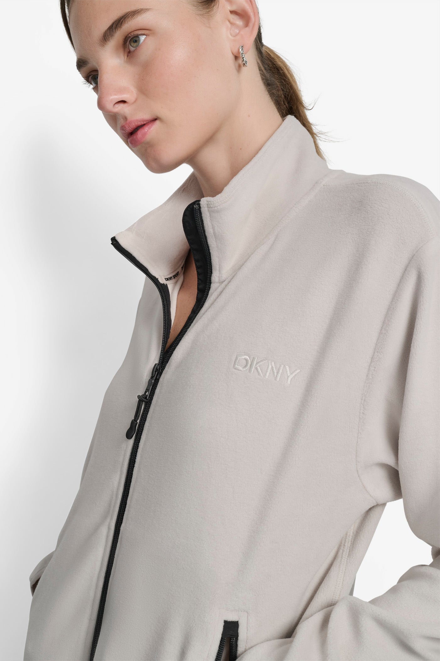 LOGO EMBROIDERED FLEECE JACKET VIEW 5 | DKNY Sport