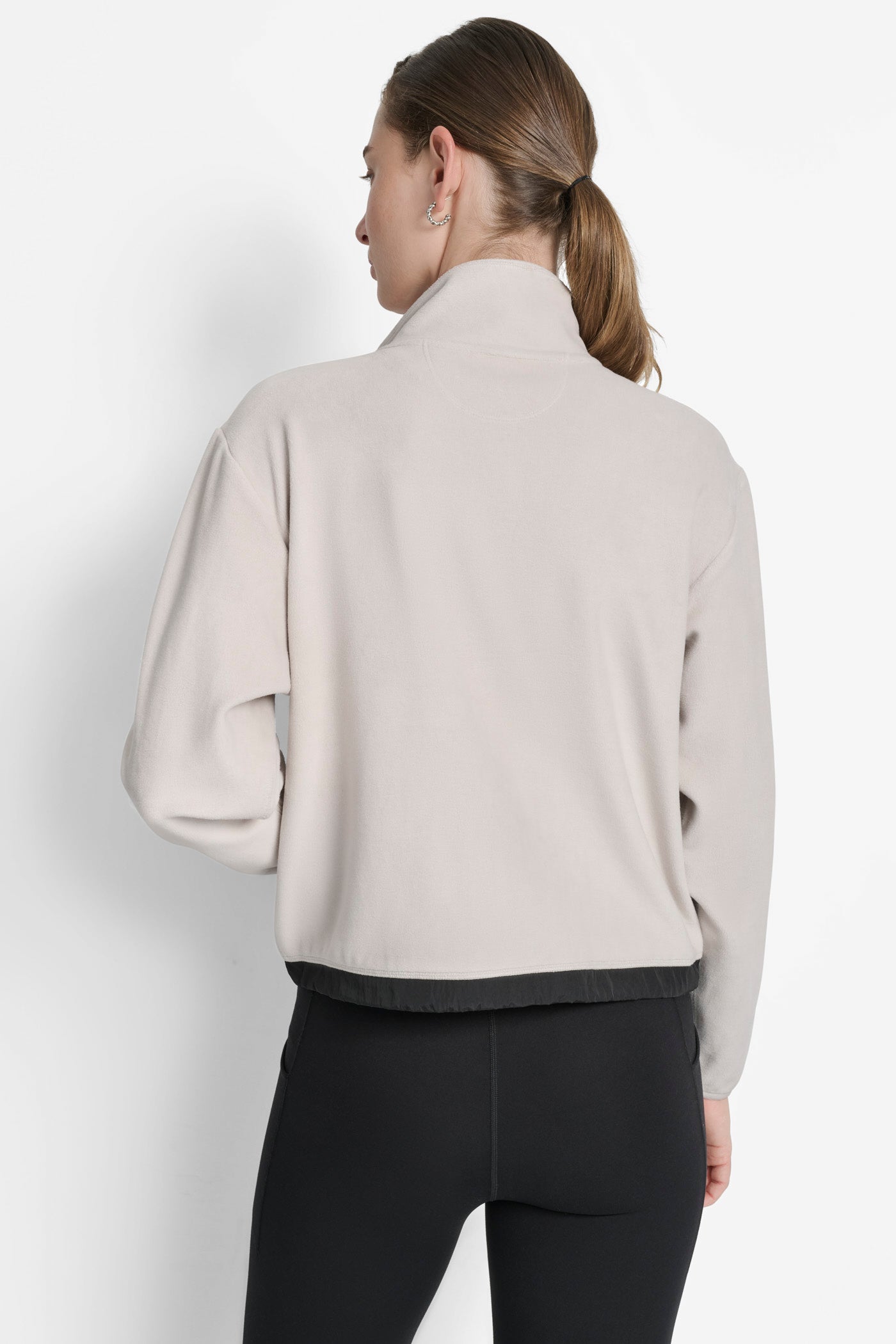 OAT LOGO EMBROIDERED FLEECE JACKET, BACK VIEW | DKNY Sport
