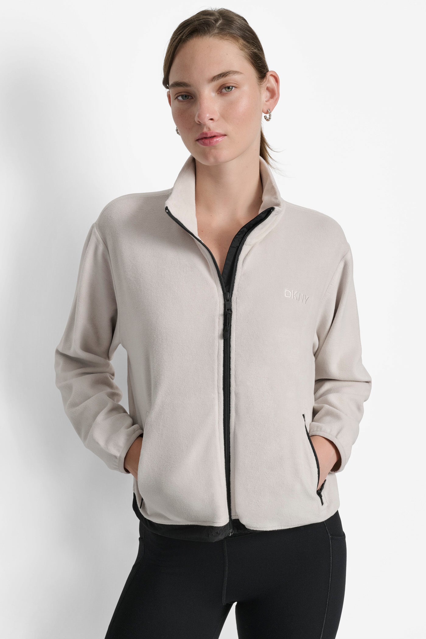 LOGO EMBROIDERED FLEECE JACKET VIEW 4 | DKNY Sport