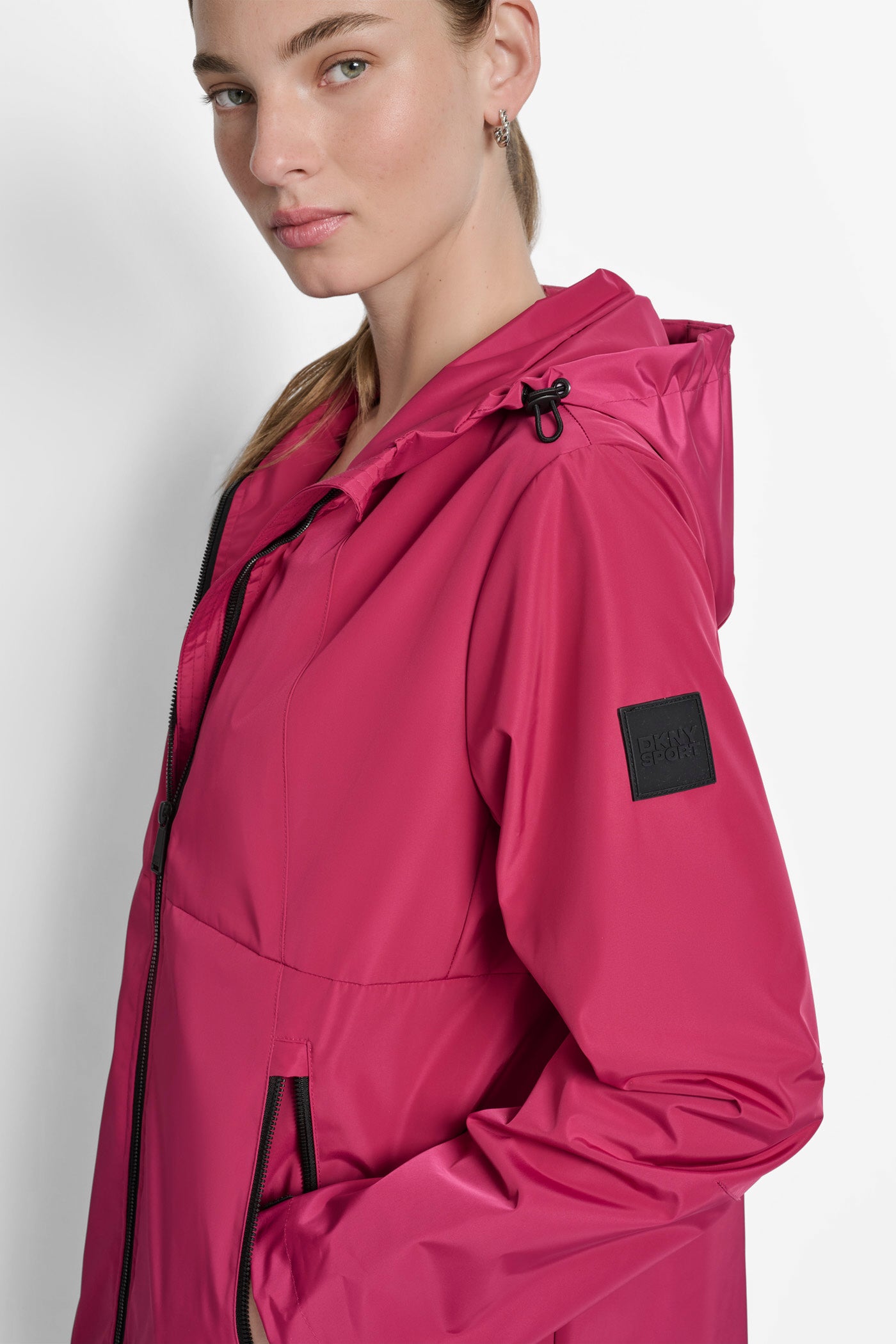 Hooded Full Zip Spectator Jacket With Velcro Cuff | Rain | DKNY