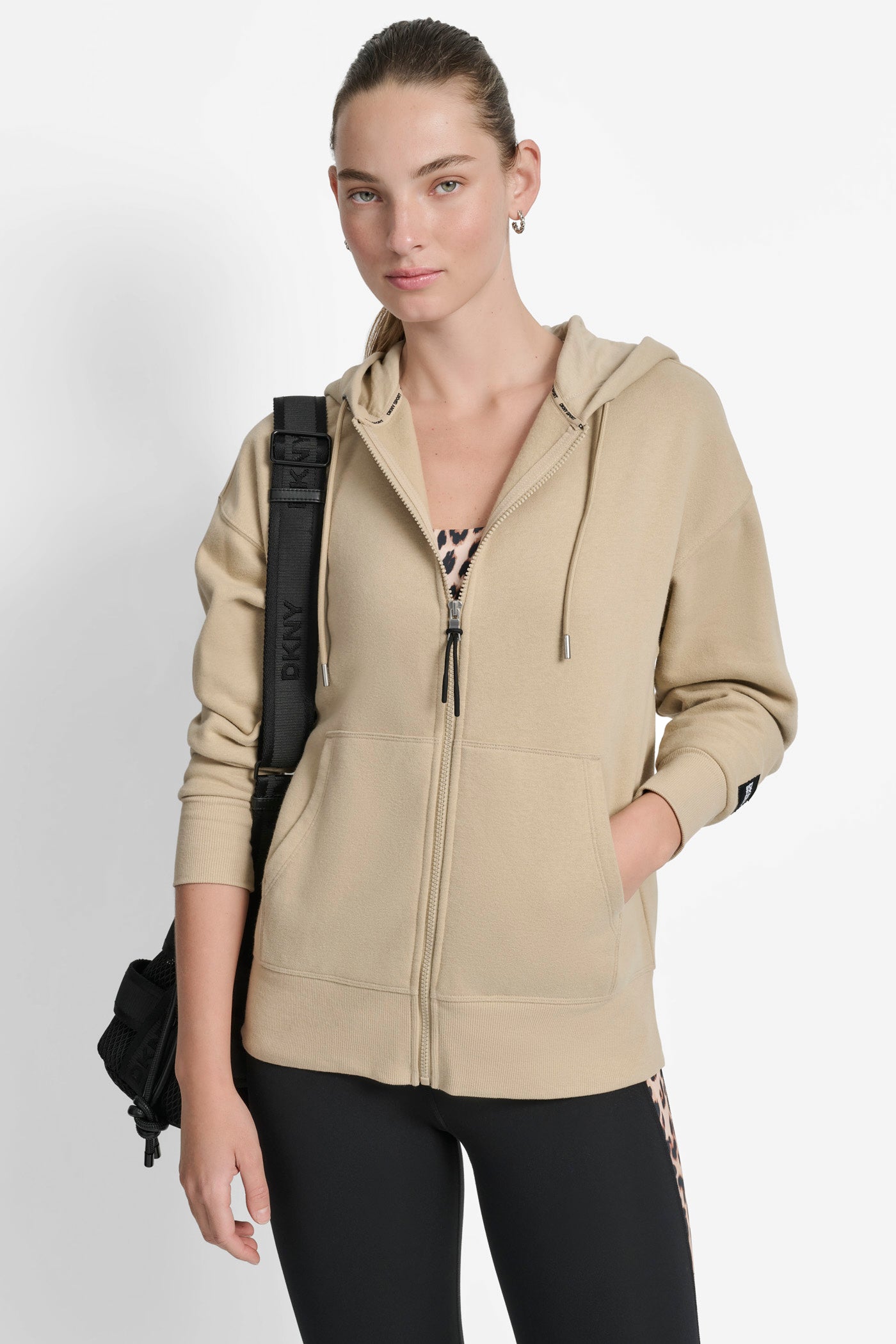 TRAVERTINE LONG HOODIE JACKET, VIEW 1 | Sport Essentials