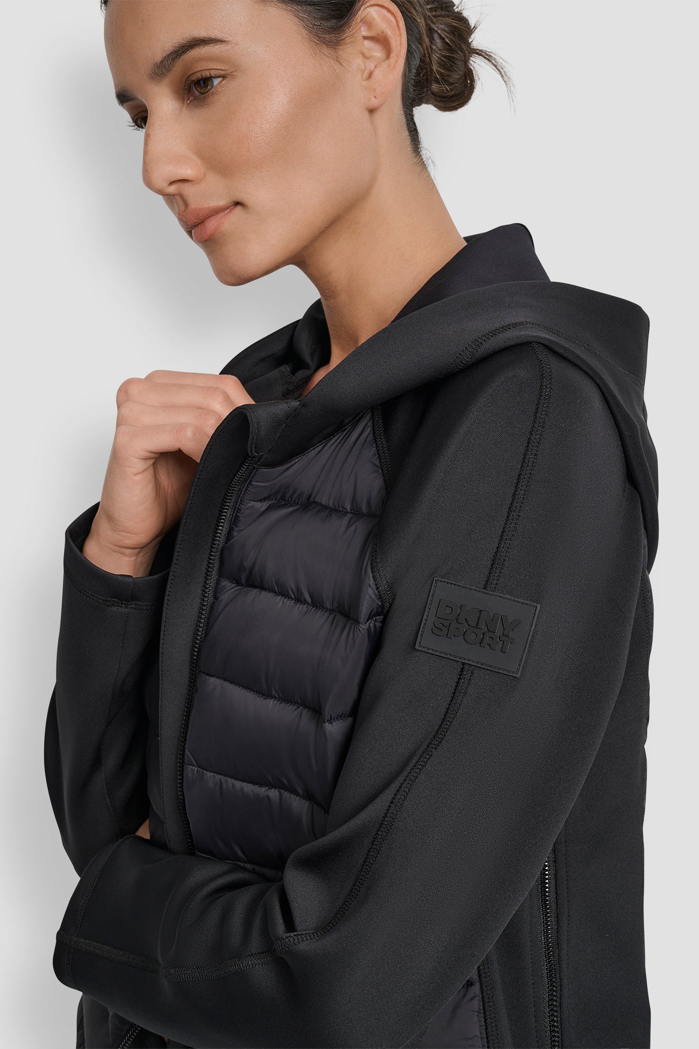 MIXED MEDIA HOODED HI LOW JACKET VIEW 5 | Jackets & Blazers