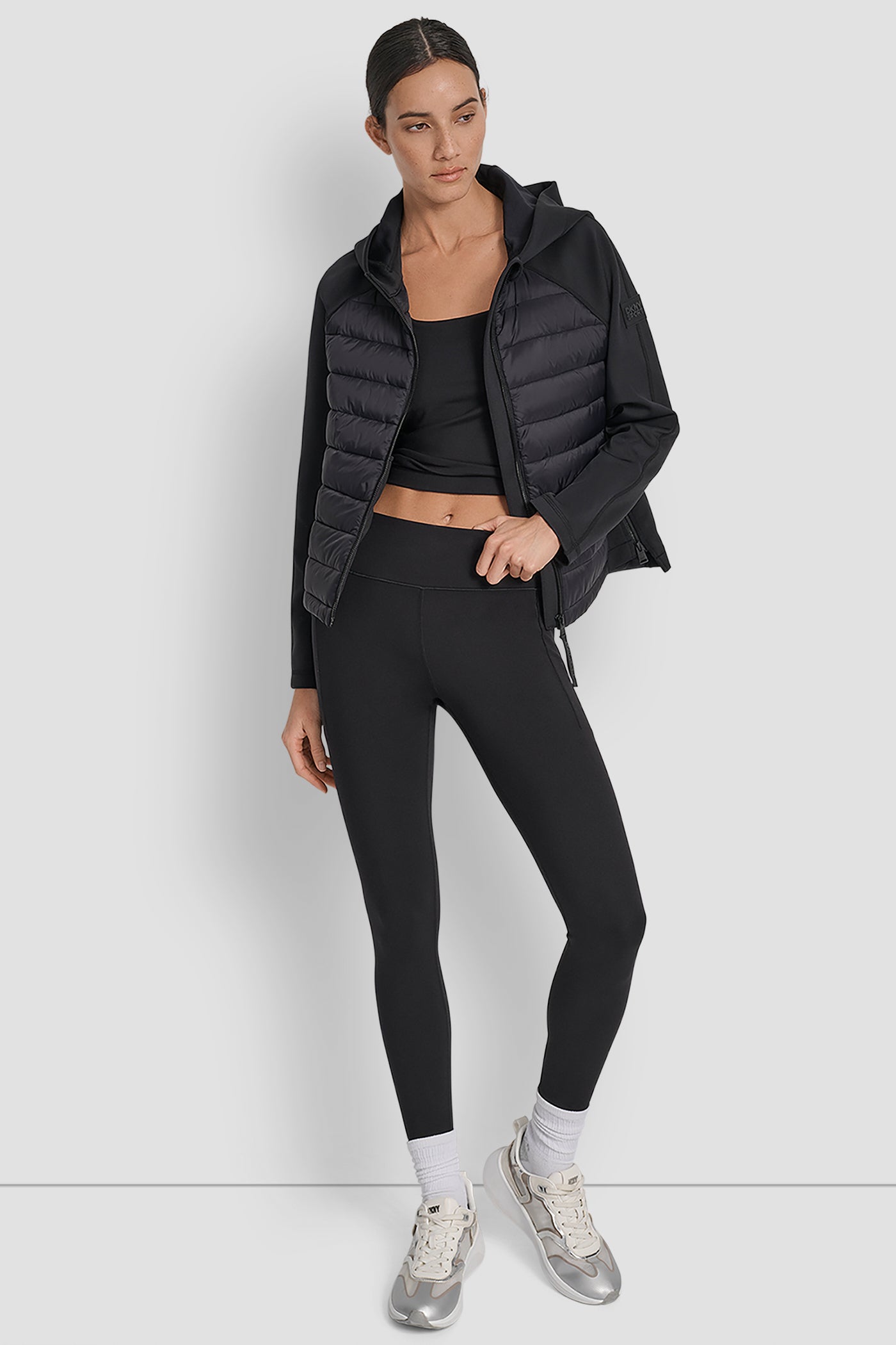 MIXED MEDIA HOODED HI LOW JACKET VIEW 8 | Jackets & Blazers