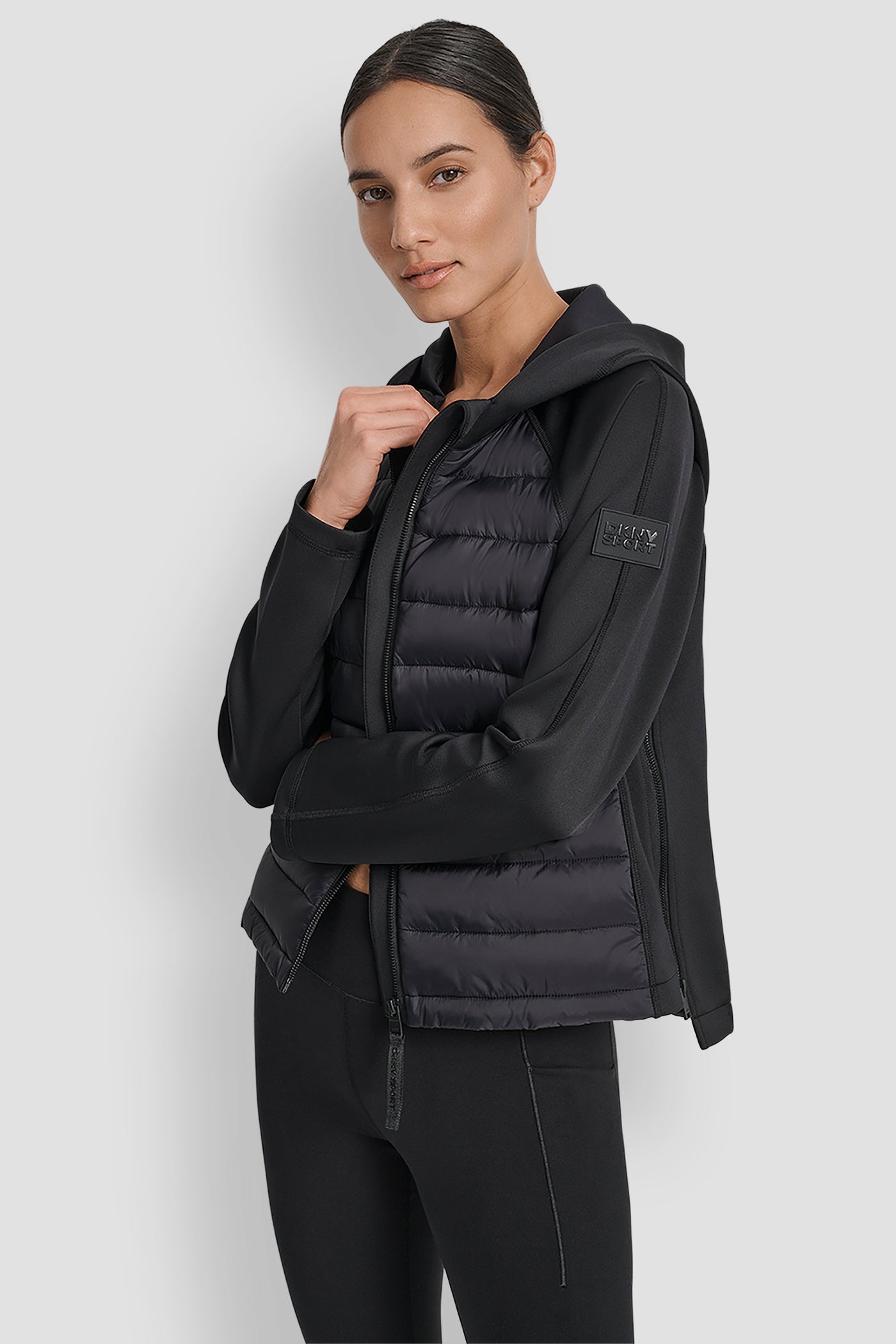 MIXED MEDIA HOODED HI LOW JACKET VIEW 6 | Jackets & Blazers