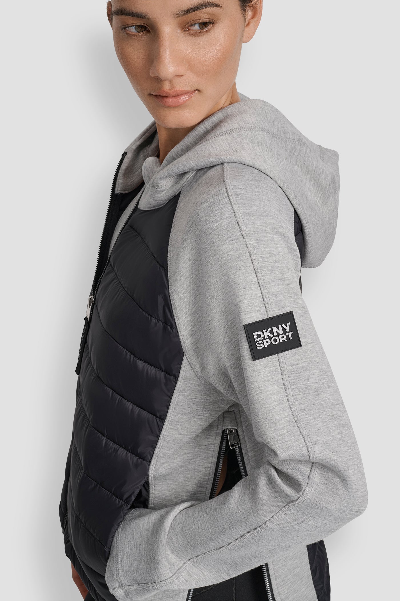 MIXED MEDIA HOODED HI LOW JACKET VIEW 4 | Jackets & Blazers