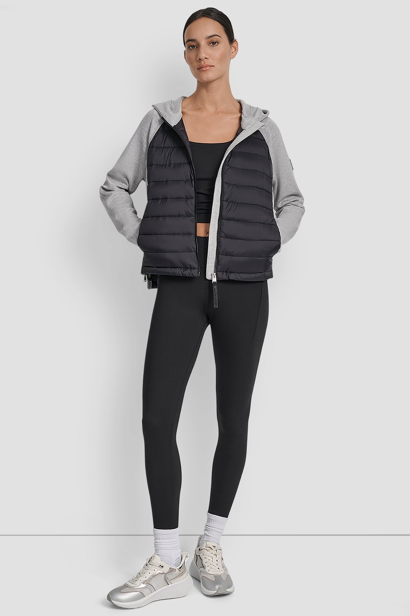 MIXED MEDIA HOODED HI LOW JACKET VIEW 7 | Jackets & Blazers