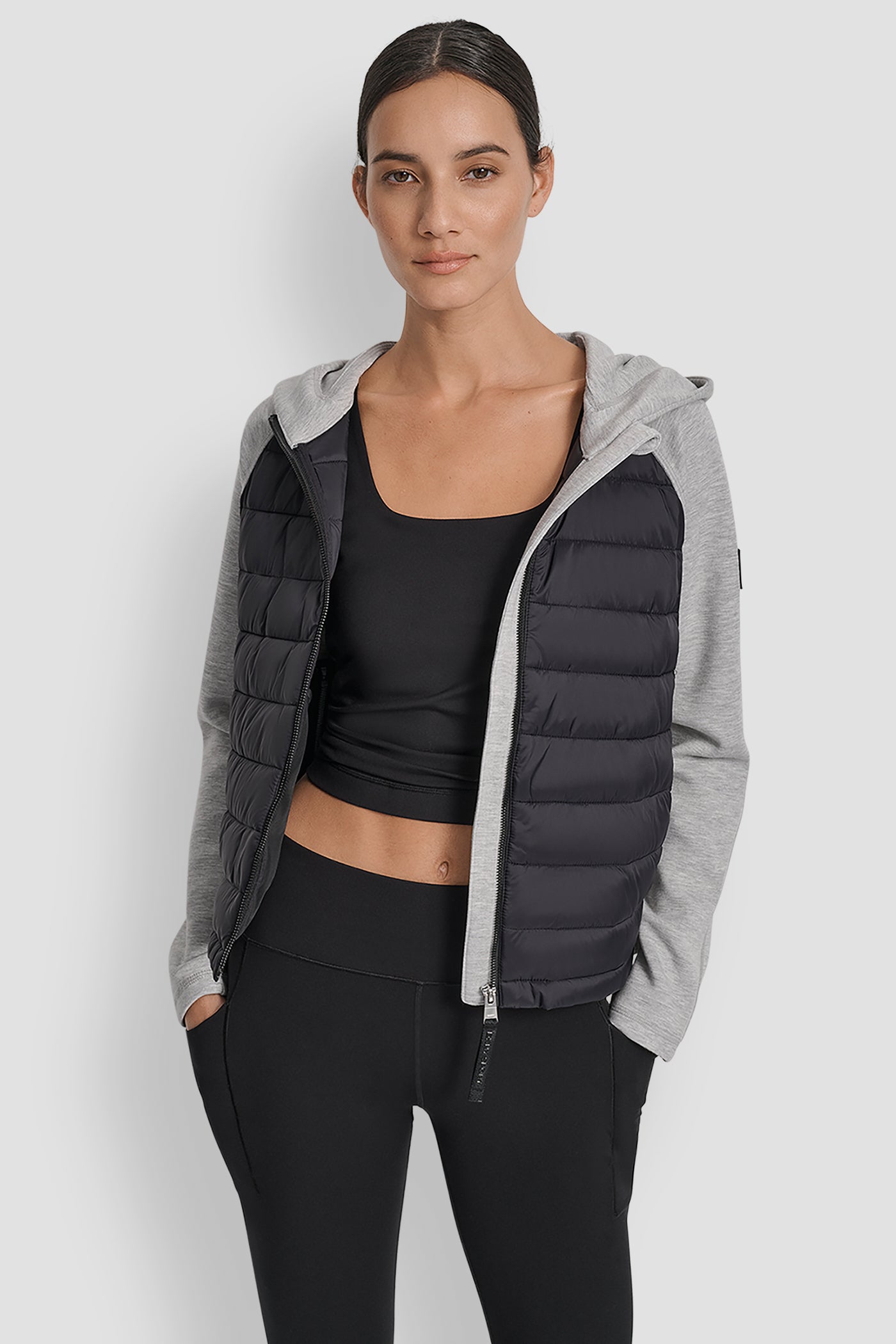MIXED MEDIA HOODED HI LOW JACKET VIEW 5 | Jackets & Blazers