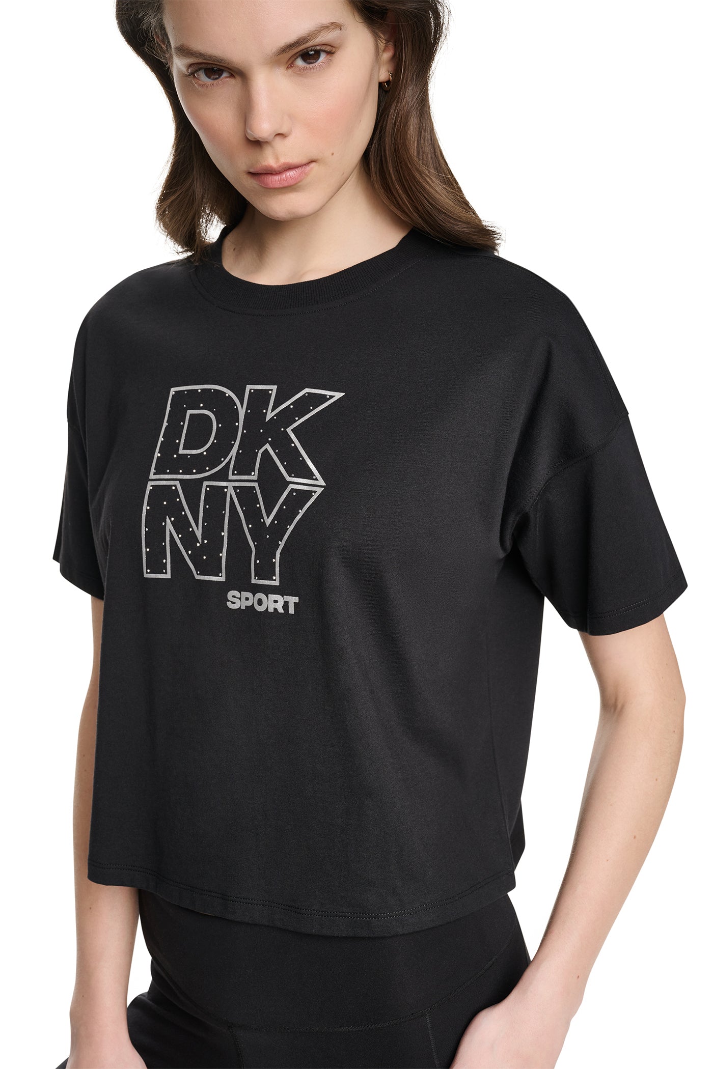 CROPPED CRYSTAL STACKED LOGO TEE VIEW 5