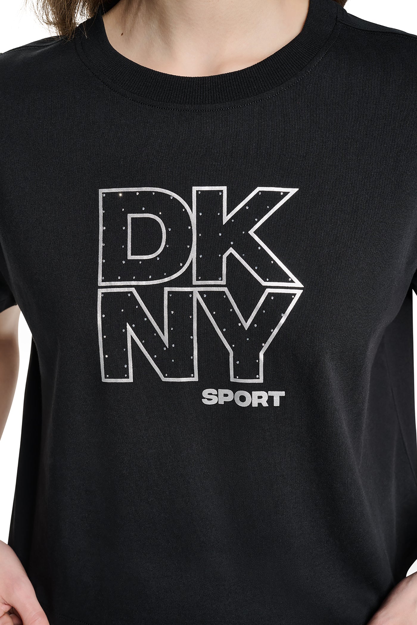 CROPPED CRYSTAL STACKED LOGO TEE VIEW 7
