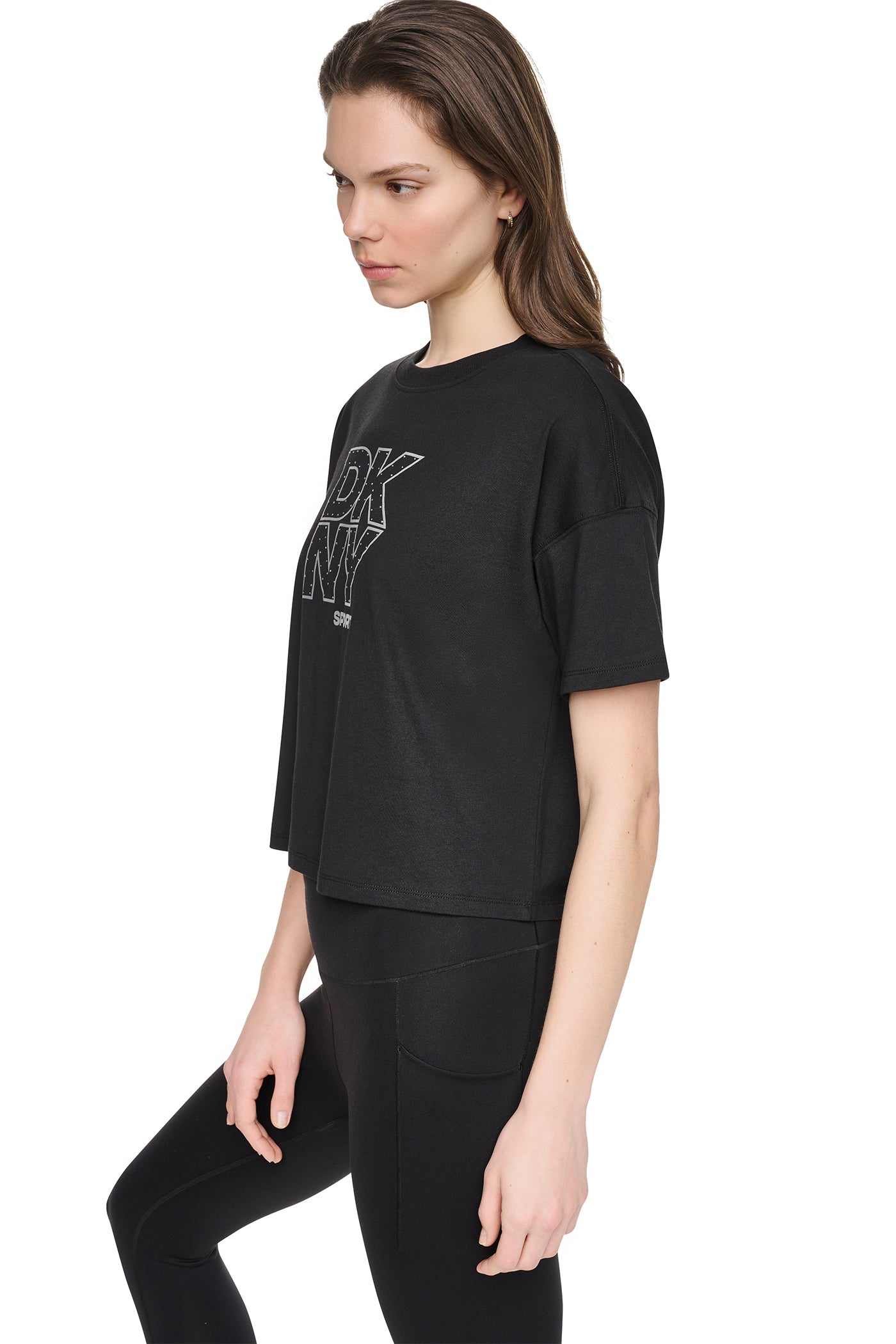 CROPPED CRYSTAL STACKED LOGO TEE VIEW 4