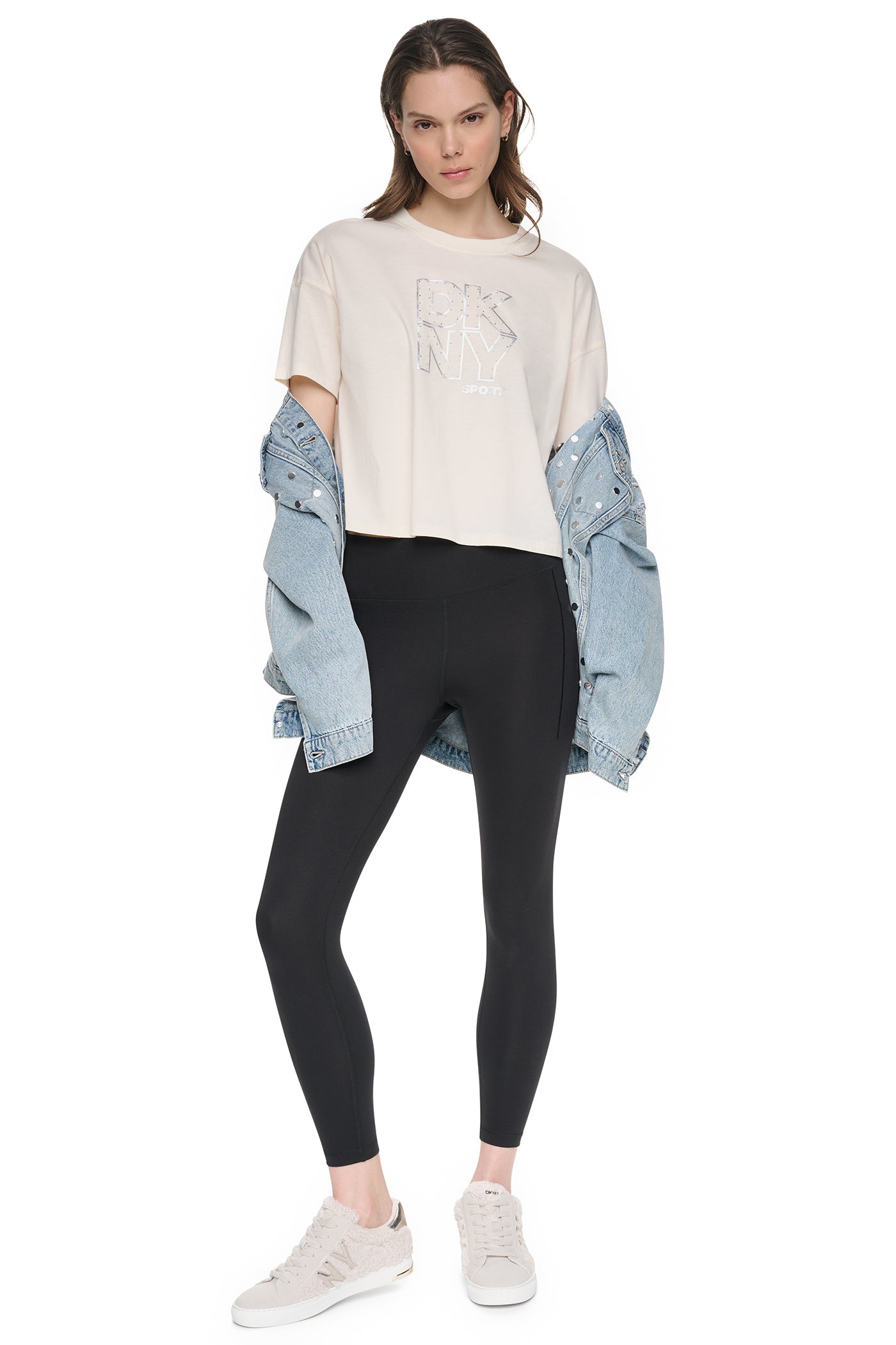 CROPPED CRYSTAL STACKED LOGO TEE VIEW 7
