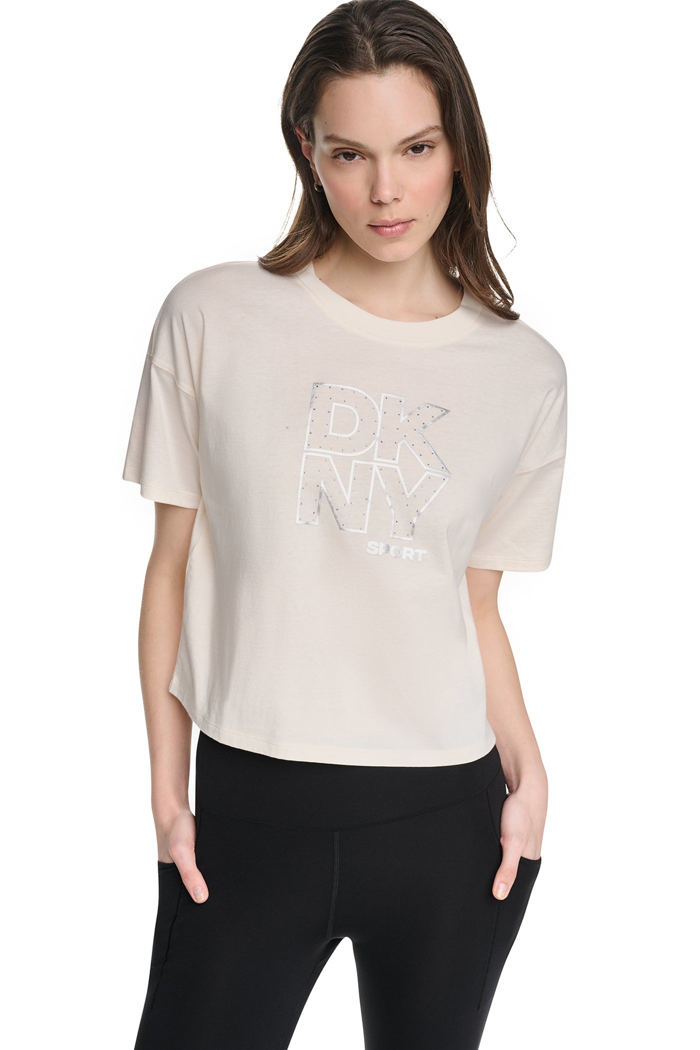 CROPPED CRYSTAL STACKED LOGO TEE VIEW 5