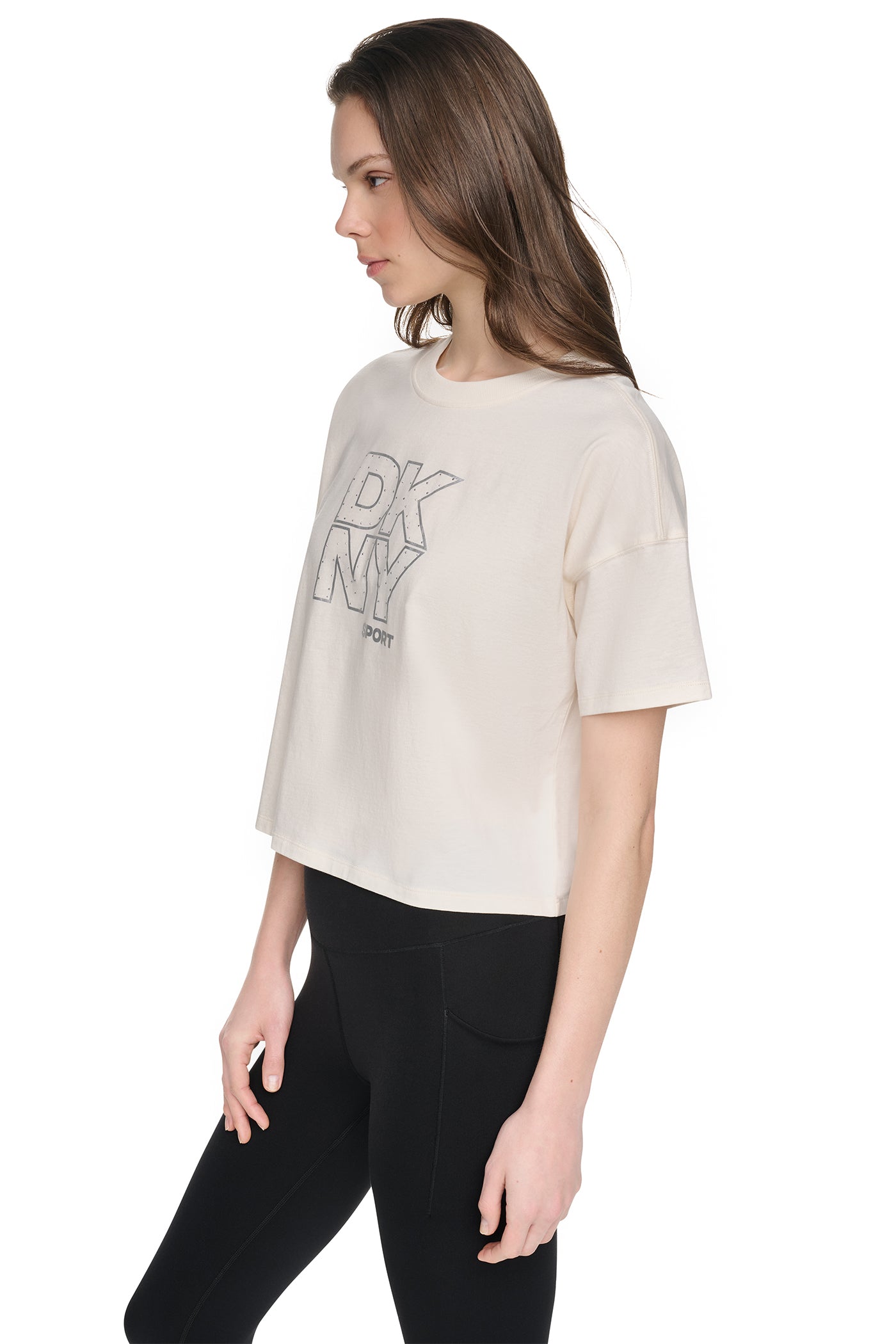 CROPPED CRYSTAL STACKED LOGO TEE VIEW 4