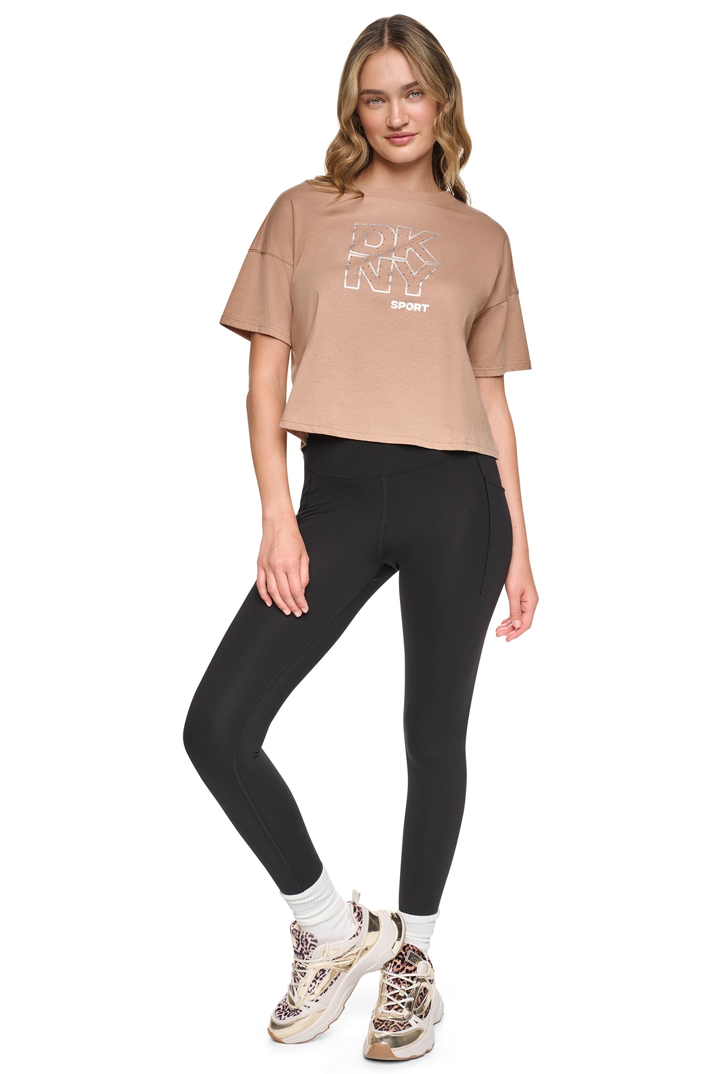 CROPPED CRYSTAL STACKED LOGO TEE VIEW 5