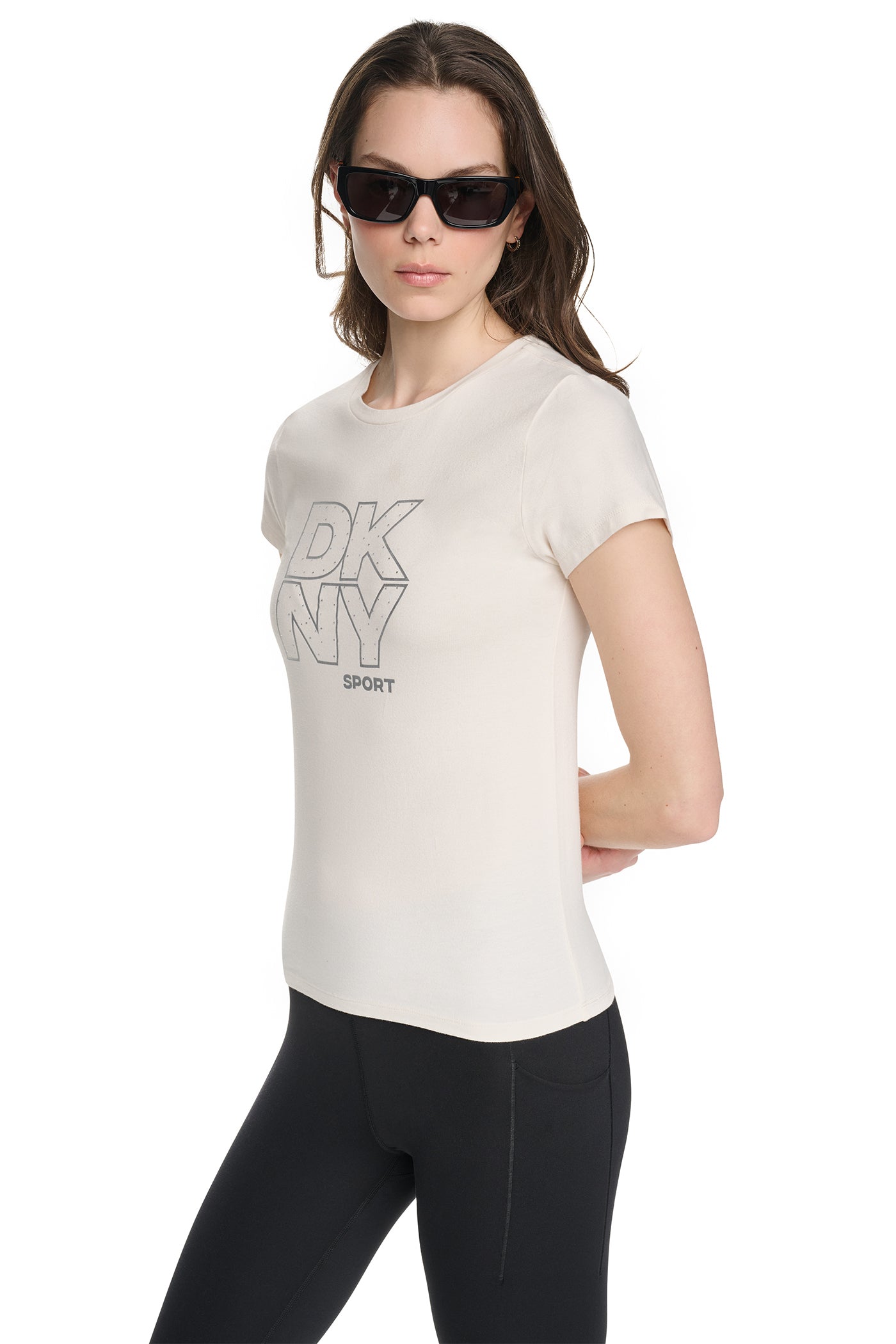 CRYSTAL METALLIC LOGO BABY TEE VIEW 4