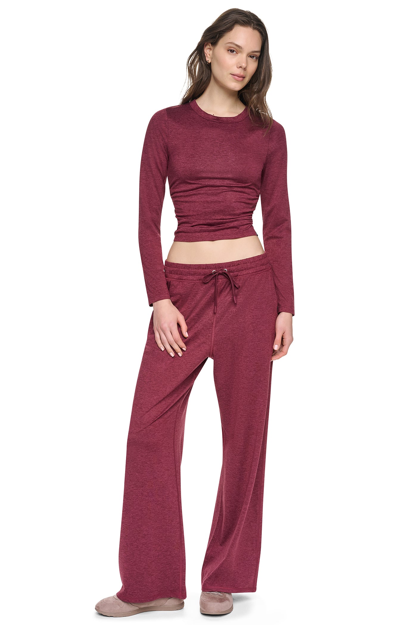 LONG SLEEVE SPACEDYE RUCHED TOP VIEW 5
