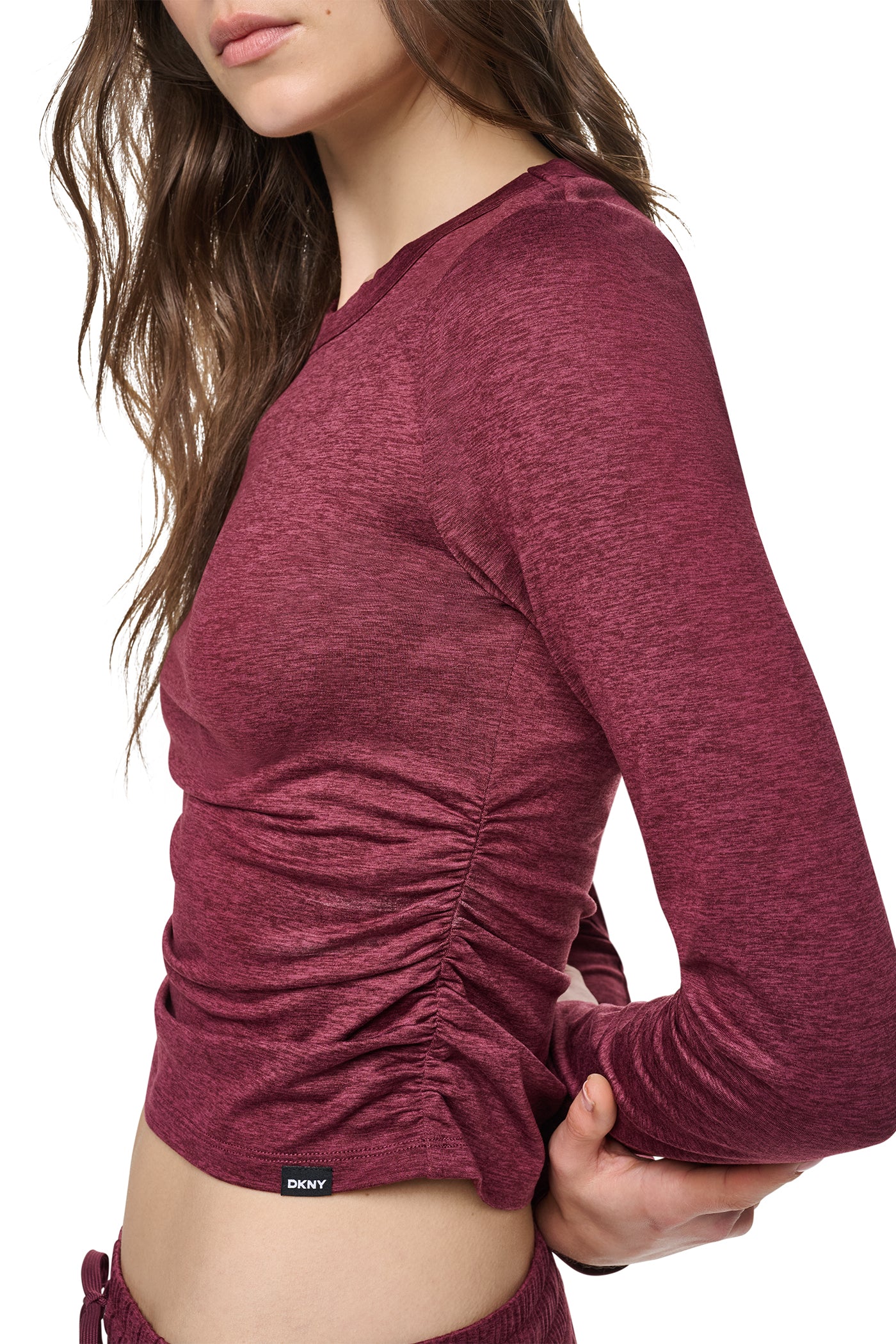 LONG SLEEVE SPACEDYE RUCHED TOP VIEW 7