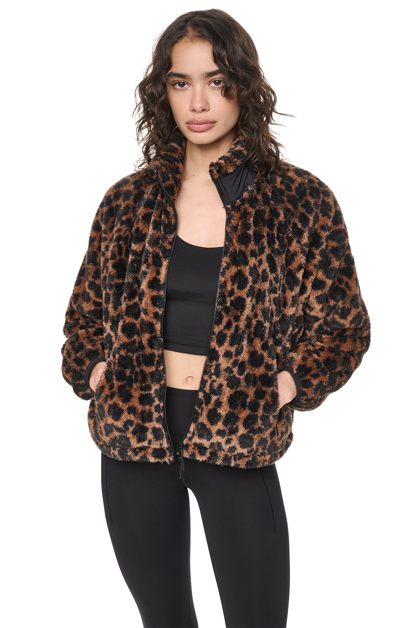 LEOPARD PRINT SHERPA JACKET VIEW 5