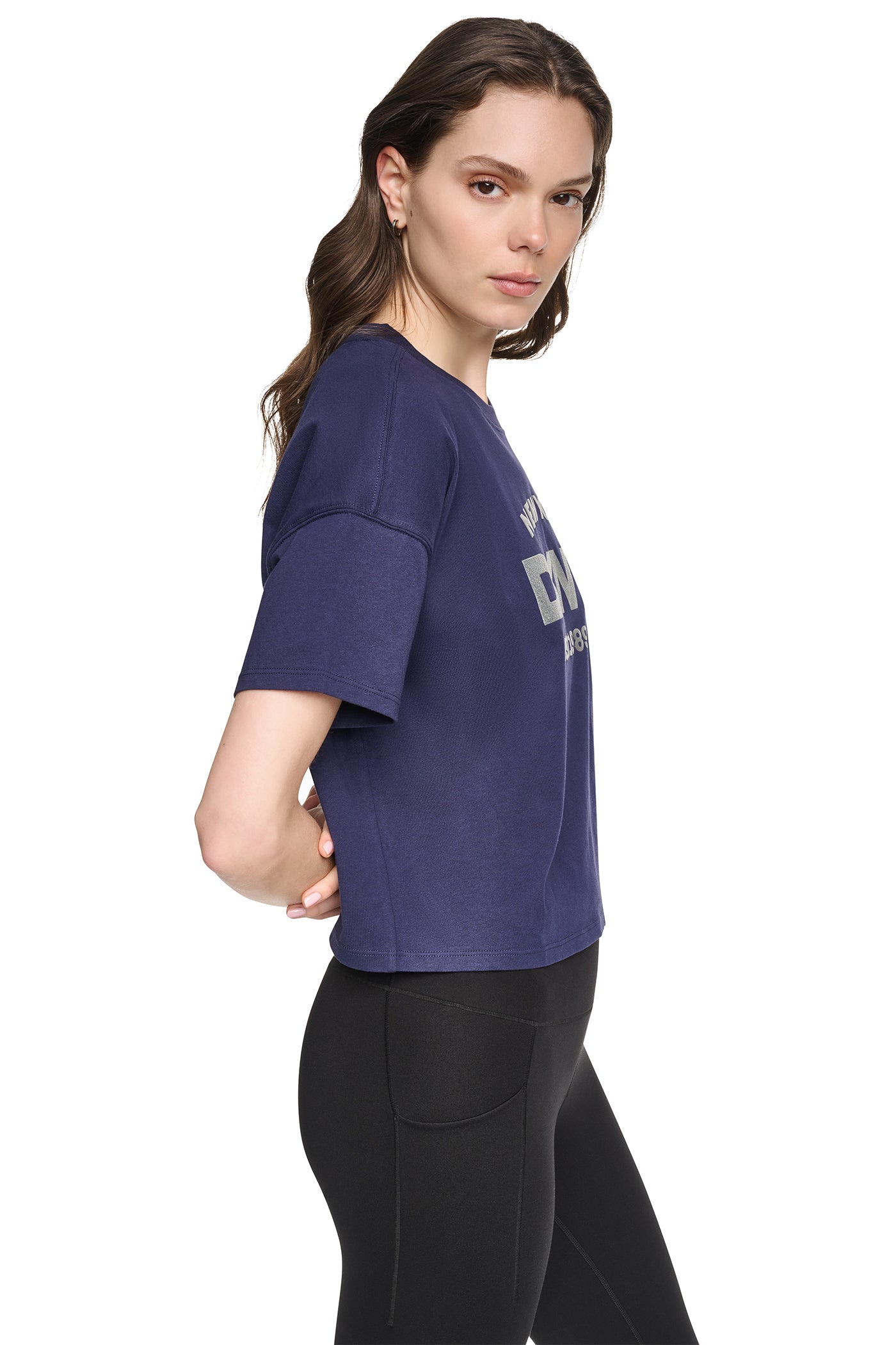 CROPPED METALLIC LOGO TEE VIEW 4
