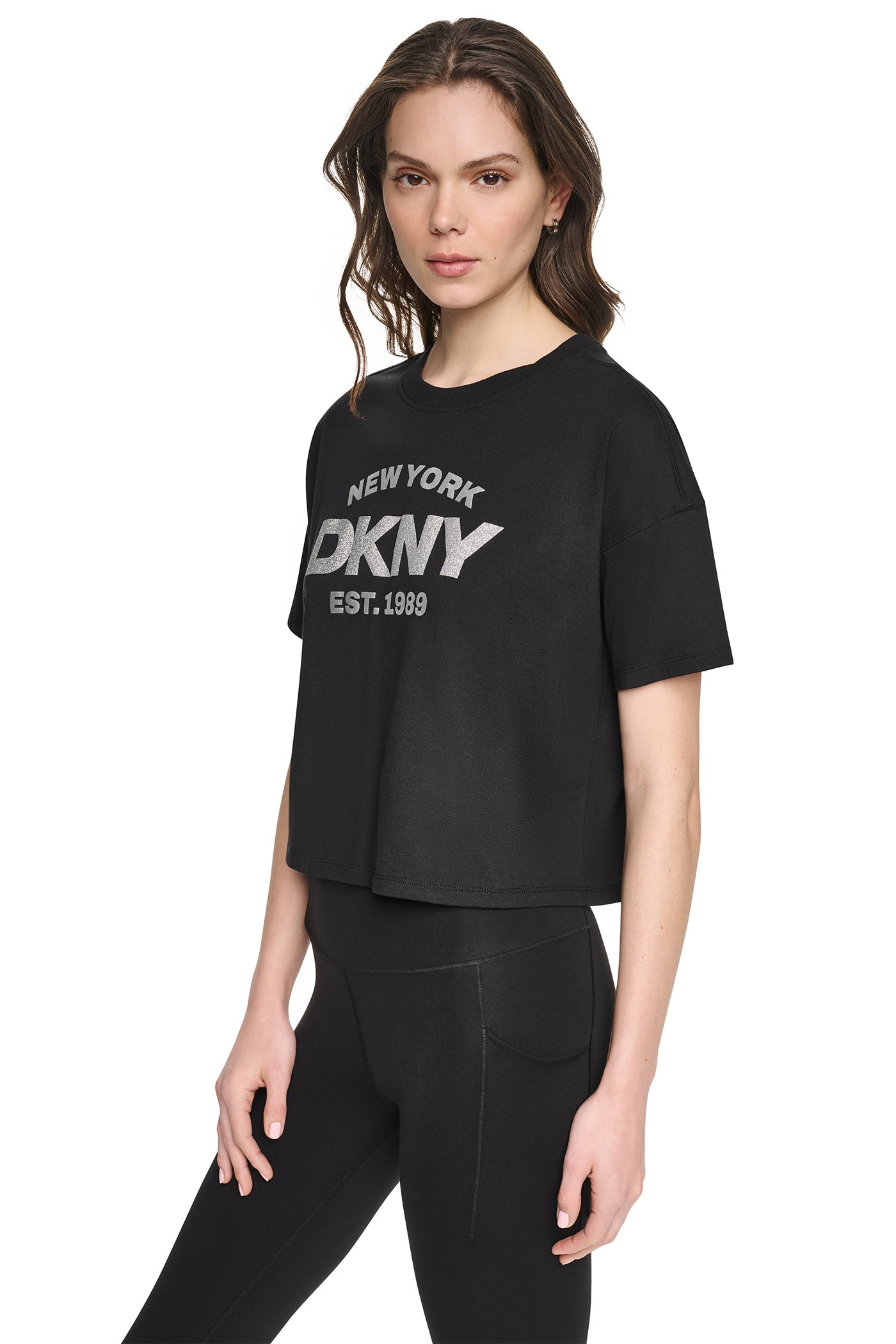 CROPPED METALLIC LOGO TEE VIEW 4