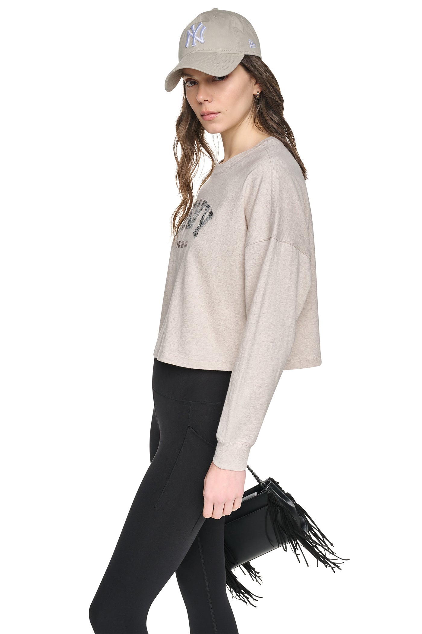 CROPPED SEQUIN VARSITY LOGO TEE VIEW 4