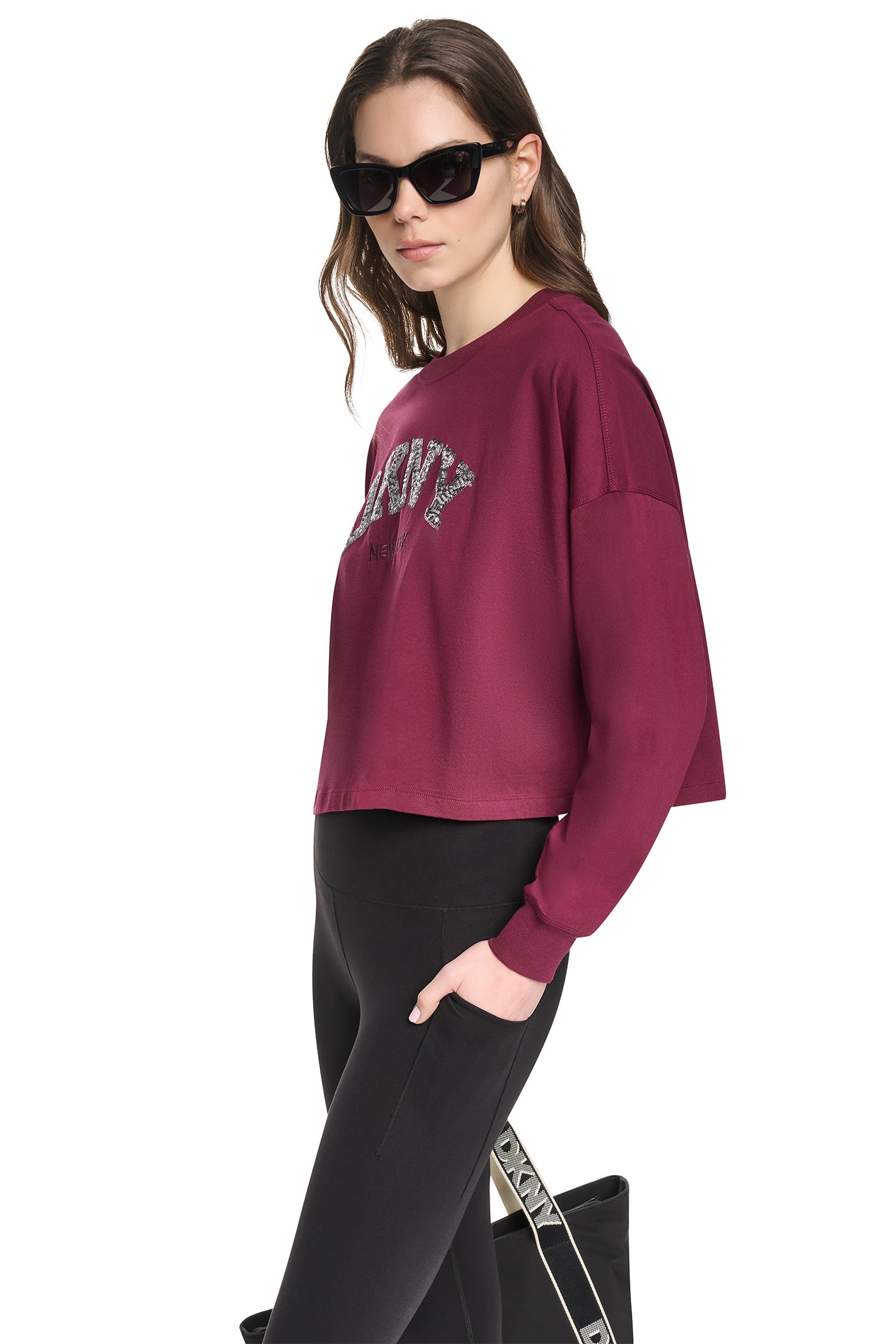 CROPPED SEQUIN VARSITY LOGO TEE VIEW 4