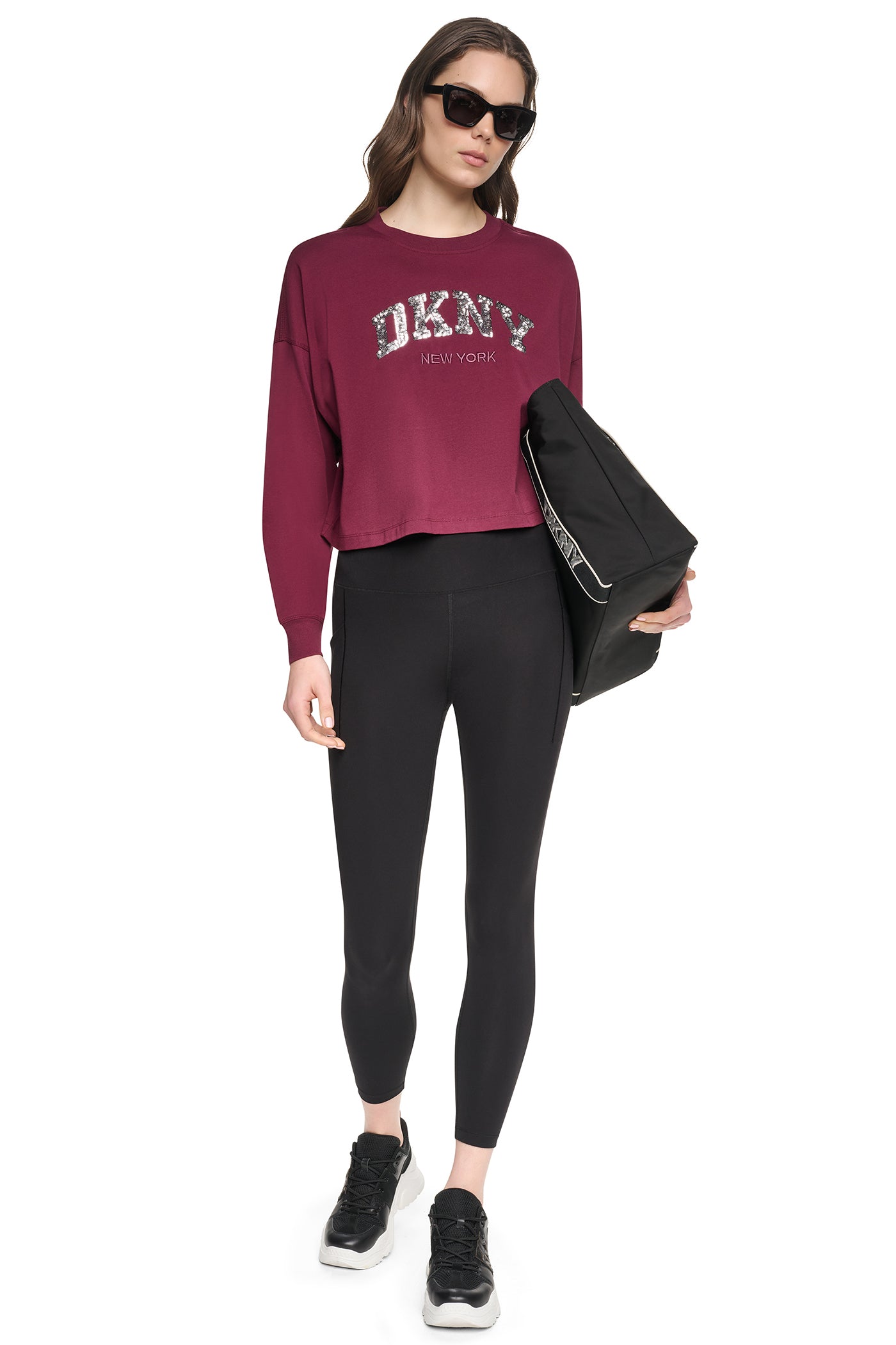 CROPPED SEQUIN VARSITY LOGO TEE VIEW 5