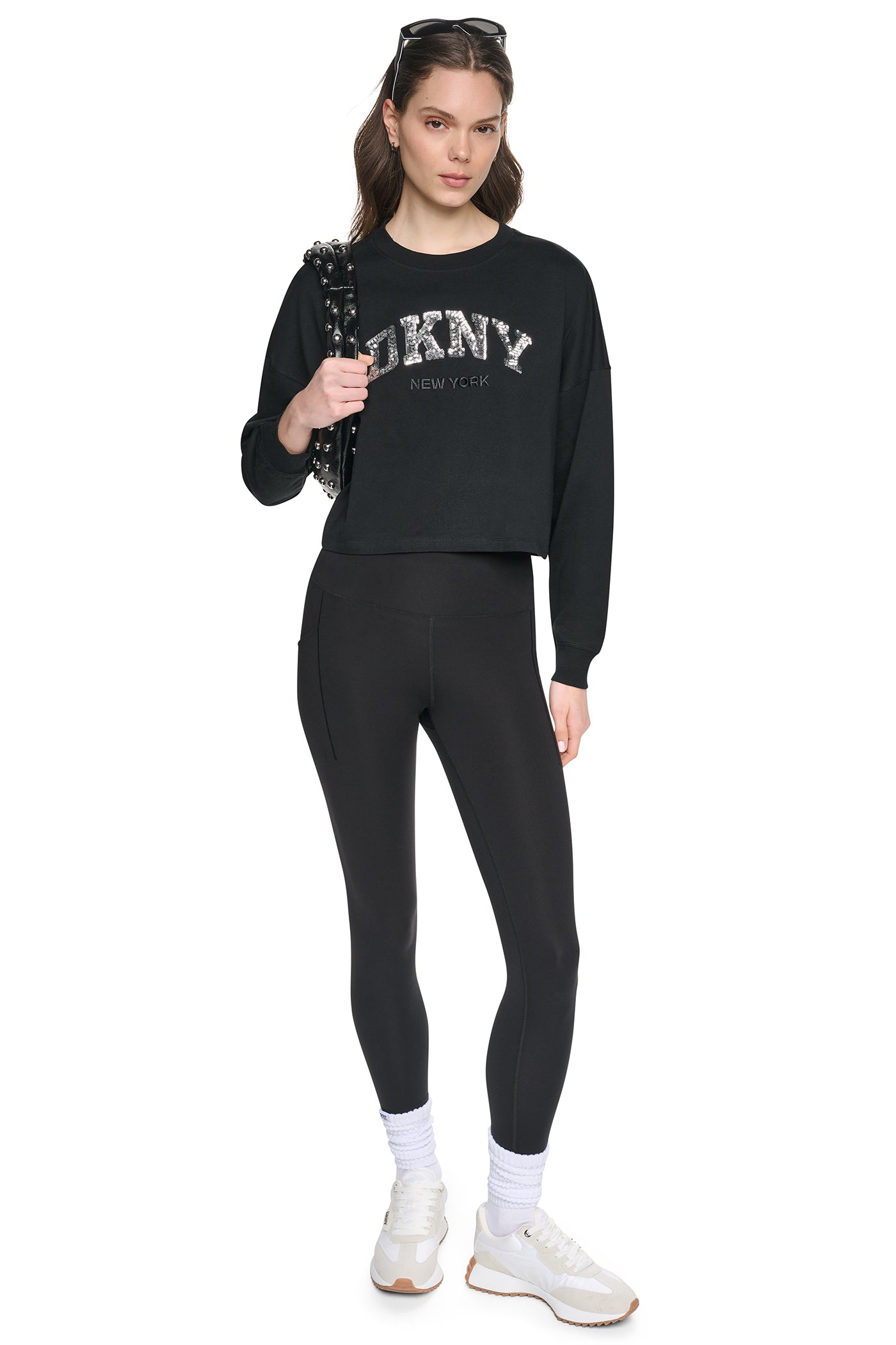 CROPPED SEQUIN VARSITY LOGO TEE VIEW 5