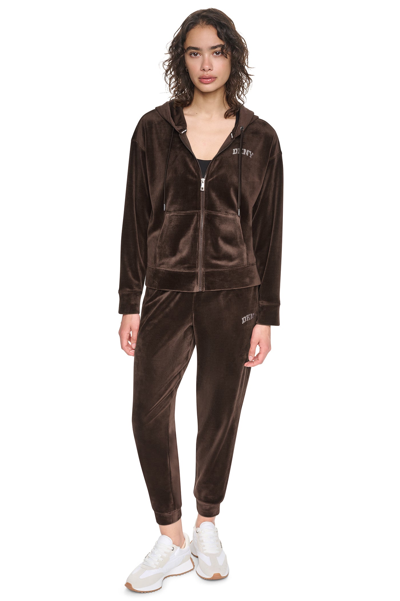 VARSITY VELOUR RHINESTONE LOGO FULL ZIP HOODIE VIEW 8