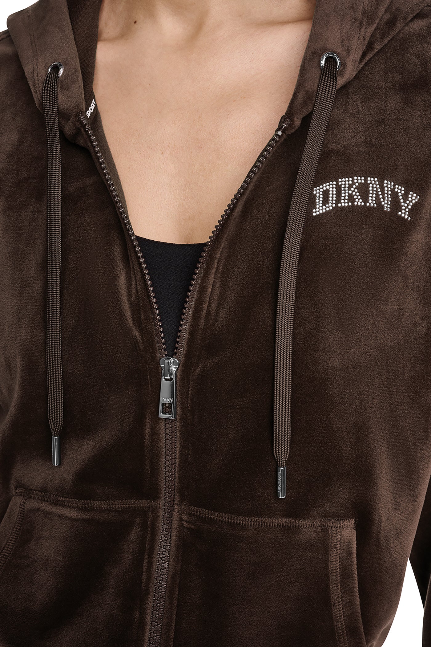 VARSITY VELOUR RHINESTONE LOGO FULL ZIP HOODIE VIEW 6