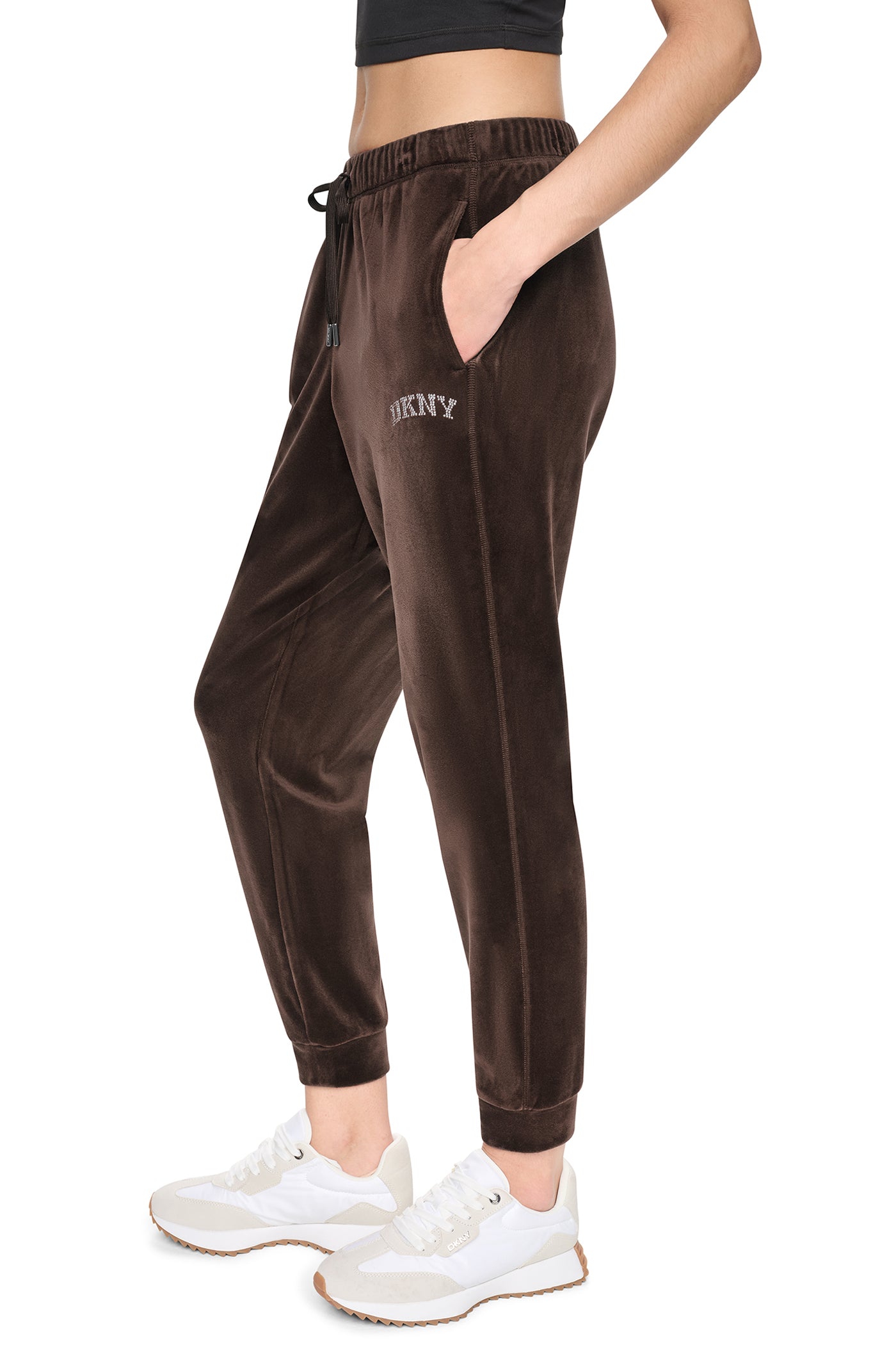 VARSITY VELOUR RHINESTONE LOGO MID-RISE JOGGER VIEW 2
