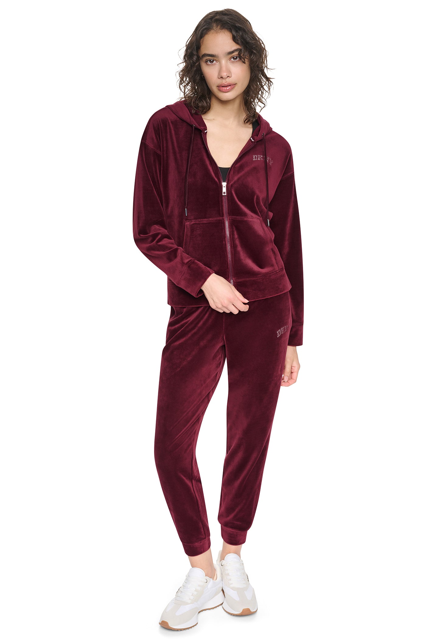 VARSITY VELOUR RHINESTONE LOGO FULL ZIP HOODIE VIEW 5