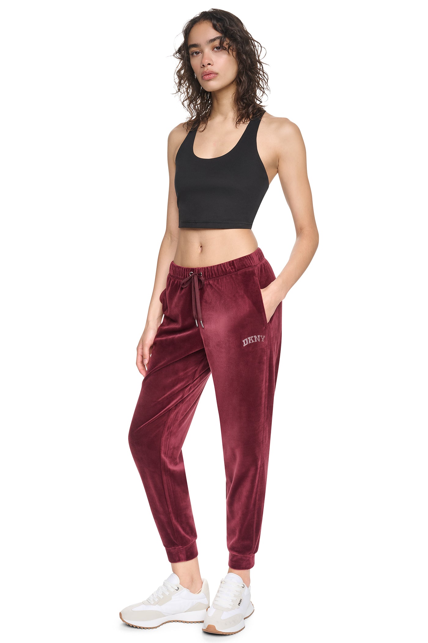 VARSITY VELOUR RHINESTONE LOGO MID RISE JOGGER WIT VIEW 2