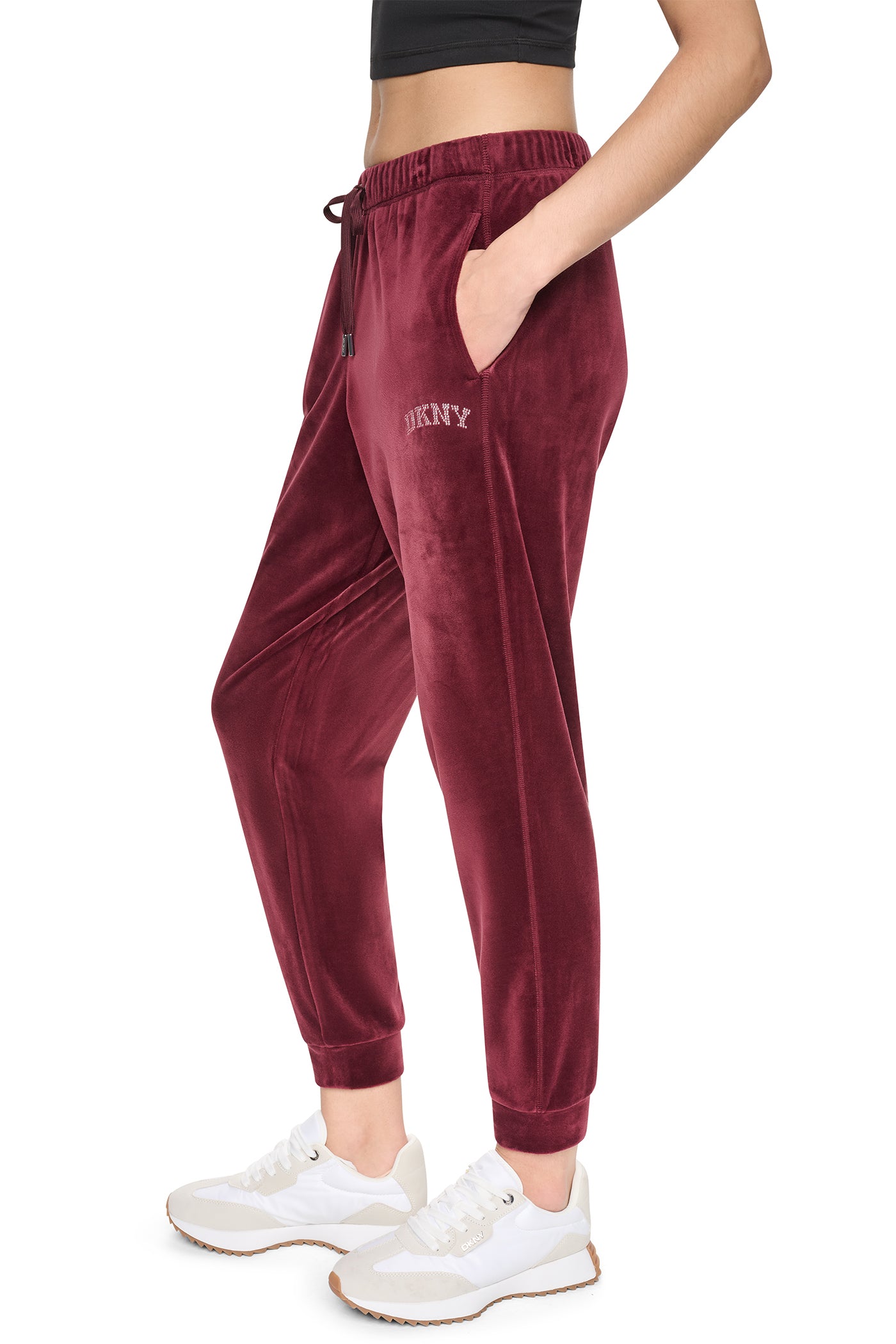 VARSITY VELOUR RHINESTONE LOGO MID RISE JOGGER WIT VIEW 1
