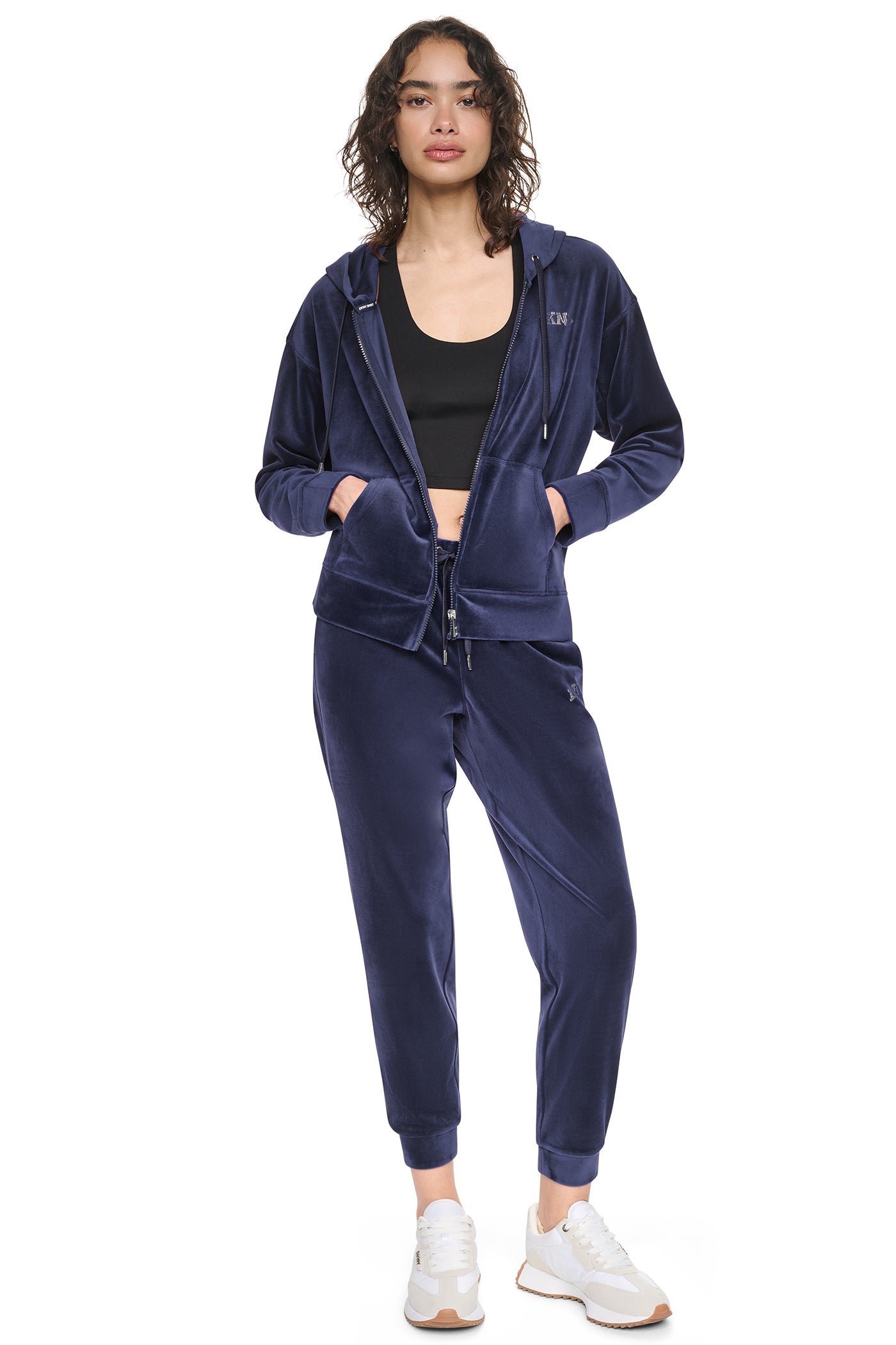 VARSITY VELOUR RHINESTONE LOGO FULL ZIP HOODIE VIEW 7